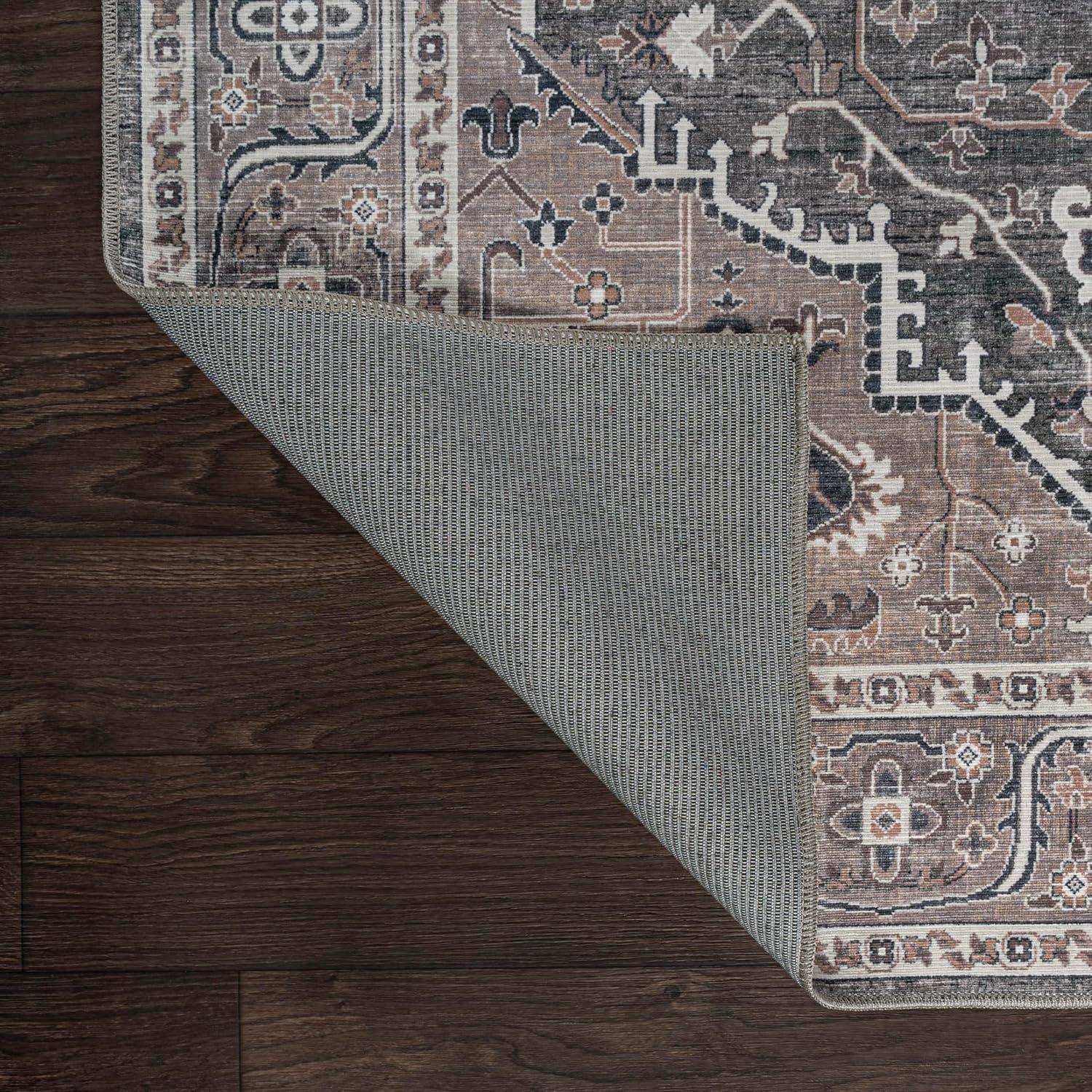 image:imageJONATHAN Y Machine Washable Indoor Area Rug 3X5 RedOrangeCream Alacati Ogee Medallion for Living Room Bedroom Kitchen Office EasyCleaning High Traffic PetFriendly NonShedding WSH103A3Dark GreenDark Beige