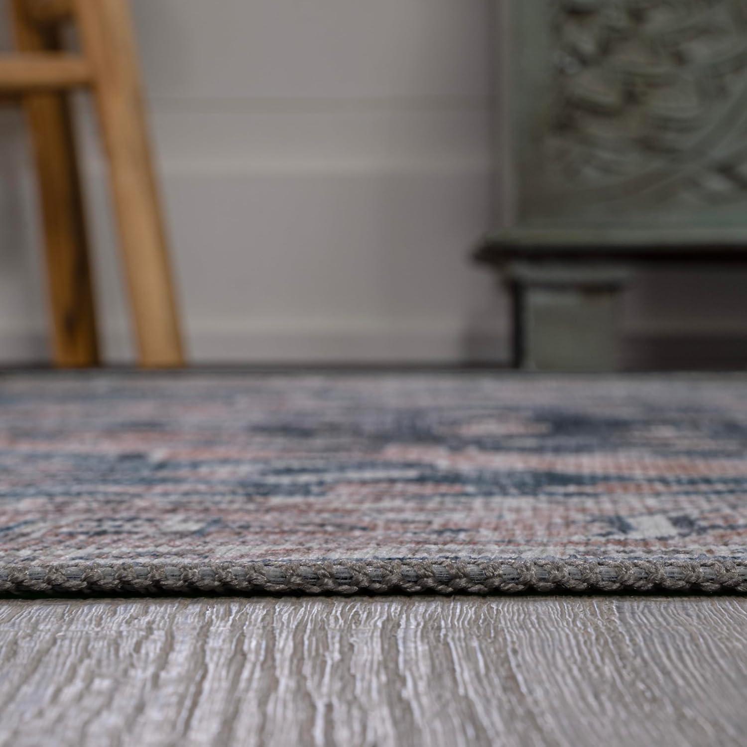 image:imageJONATHAN Y Machine Washable Indoor Area Rug 3X5 RedOrangeCream Alacati Ogee Medallion for Living Room Bedroom Kitchen Office EasyCleaning High Traffic PetFriendly NonShedding WSH103A3NavyBrown