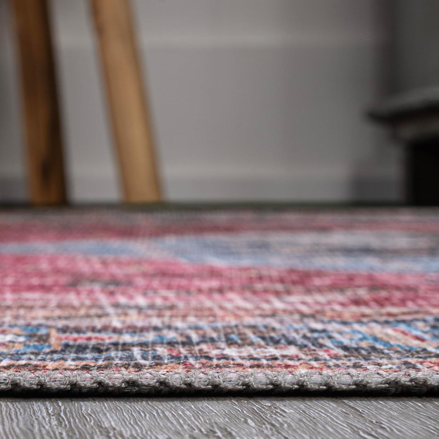 image:imageJONATHAN Y Machine Washable Indoor Area Rug 3X5 RedOrangeCream Alacati Ogee Medallion for Living Room Bedroom Kitchen Office EasyCleaning High Traffic PetFriendly NonShedding WSH103A3RedBlueBrown