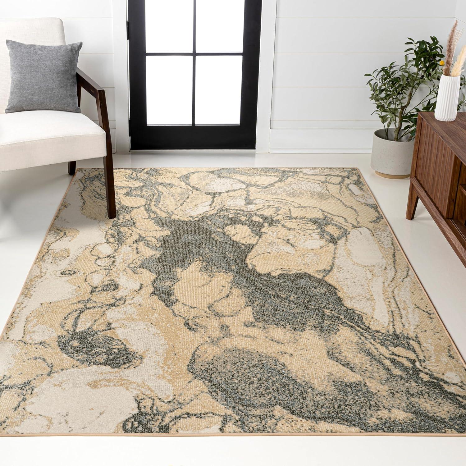 image:imageJONATHAN Y Marmo Abstract Marbled Indoor Area Rug 3x5 GoldGray Modern Contemporary EasyCleaning for Living Room Bedroom Kitchen Pet Friendly NonShedding CTP201C3GoldGray