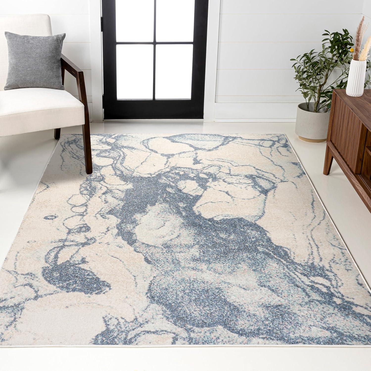 image:imageJONATHAN Y Marmo Abstract Marbled Indoor Area Rug 3x5 GoldGray Modern Contemporary EasyCleaning for Living Room Bedroom Kitchen Pet Friendly NonShedding CTP201C3BlueCream