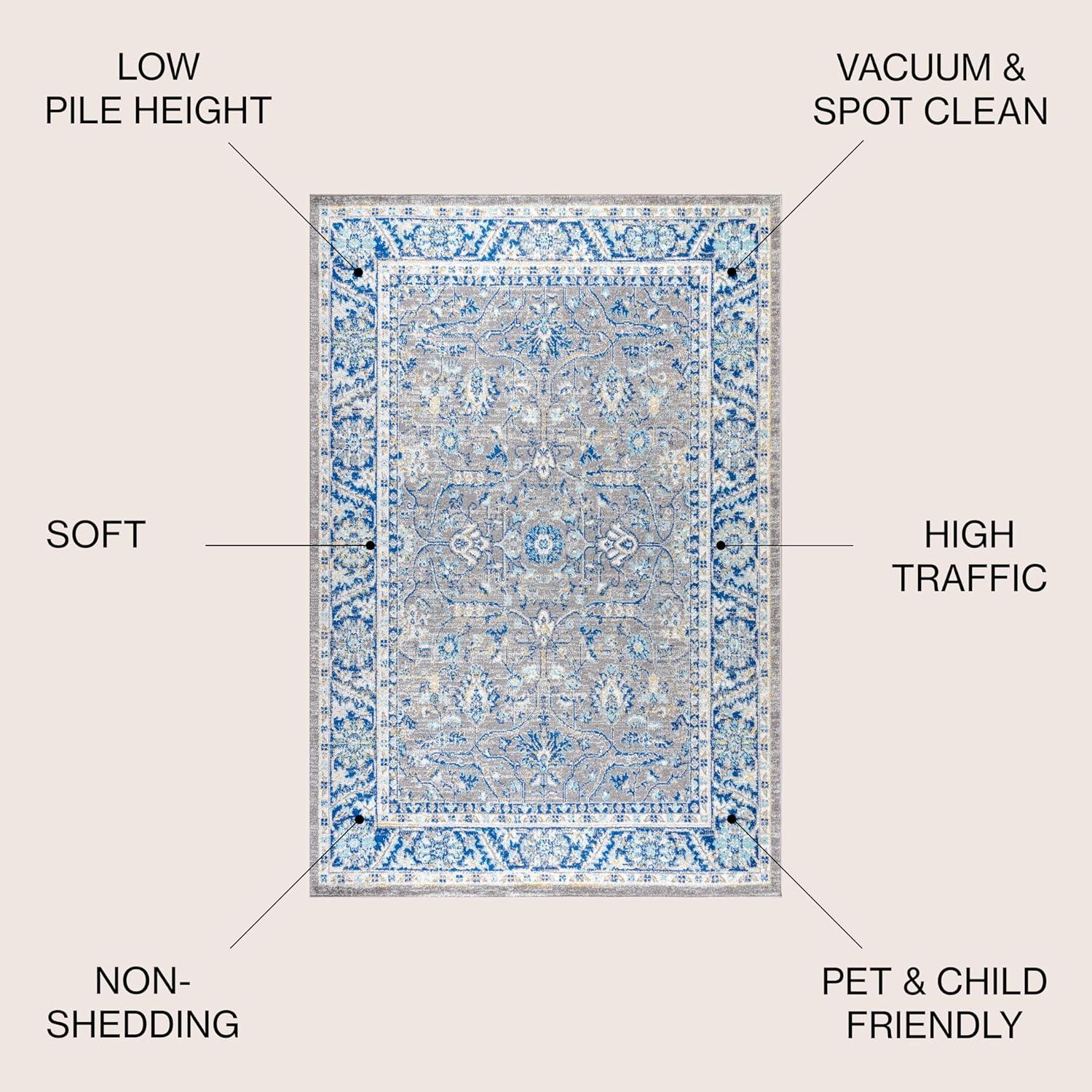 image:imageJONATHAN Y Modern Boho Floral GrayNavy Indoor Area Rug 3x5 Bohemian Vintage EasyCleaning for Living Room Bedroom Kitchen Pet Friendly NonShedding MDP204A34 x 6 Rectangular