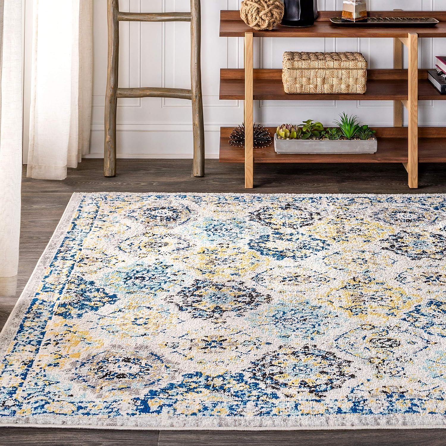 image:imageJONATHAN Y Modern Boho Vintage Trellis BlueMulti Indoor Area Rug 3x5 Bohemian Traditional EasyCleaning for Living Room Bedroom Kitchen Pet Friendly NonShedding MDP205A3BlueMulti