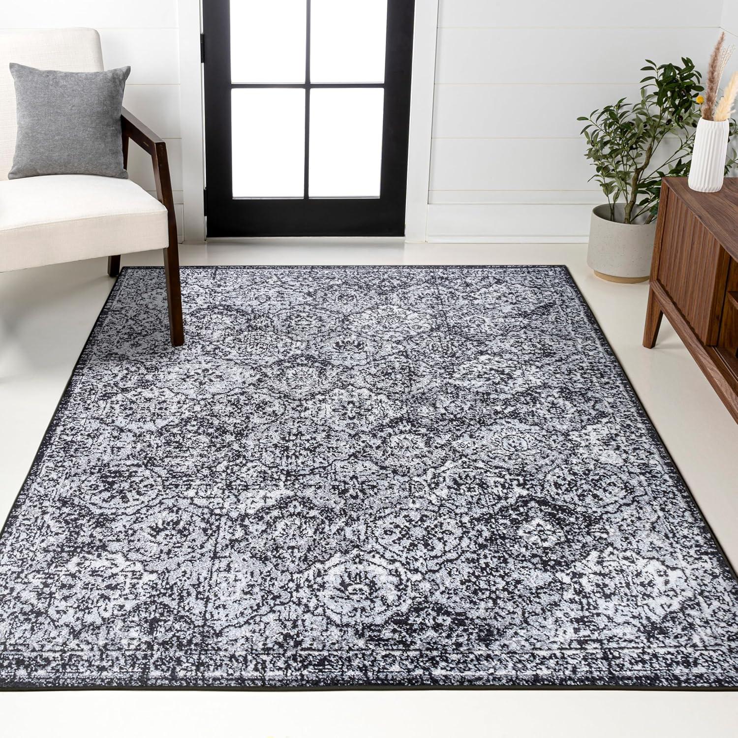 image:imageJONATHAN Y Modern Boho Vintage Trellis BlueMulti Indoor Area Rug 3x5 Bohemian Traditional EasyCleaning for Living Room Bedroom Kitchen Pet Friendly NonShedding MDP205A3BlackIvory