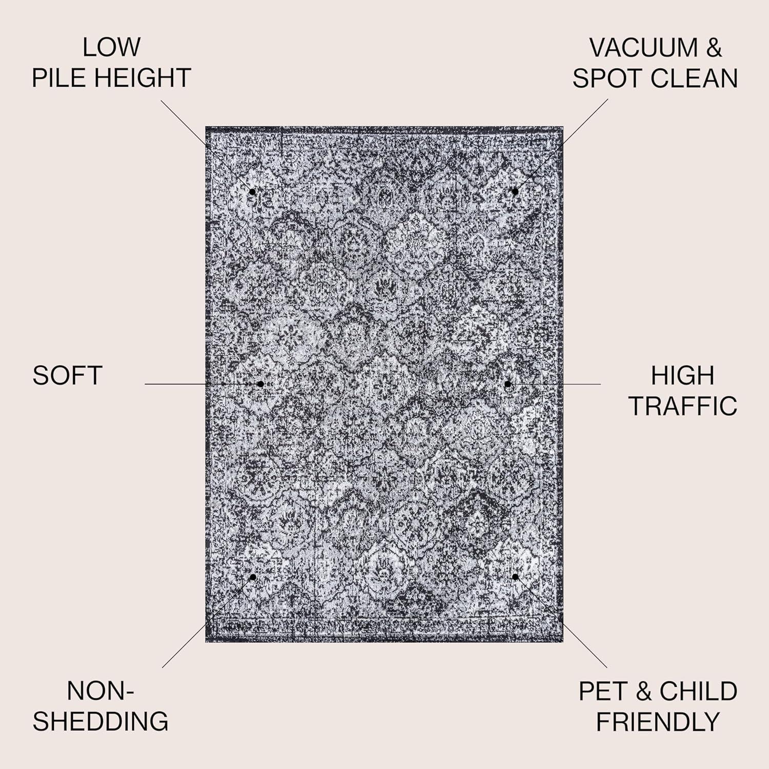 image:imageJONATHAN Y Modern Boho Vintage Trellis BlueMulti Indoor Area Rug 3x5 Bohemian Traditional EasyCleaning for Living Room Bedroom Kitchen Pet Friendly NonShedding MDP205A3BlackIvory