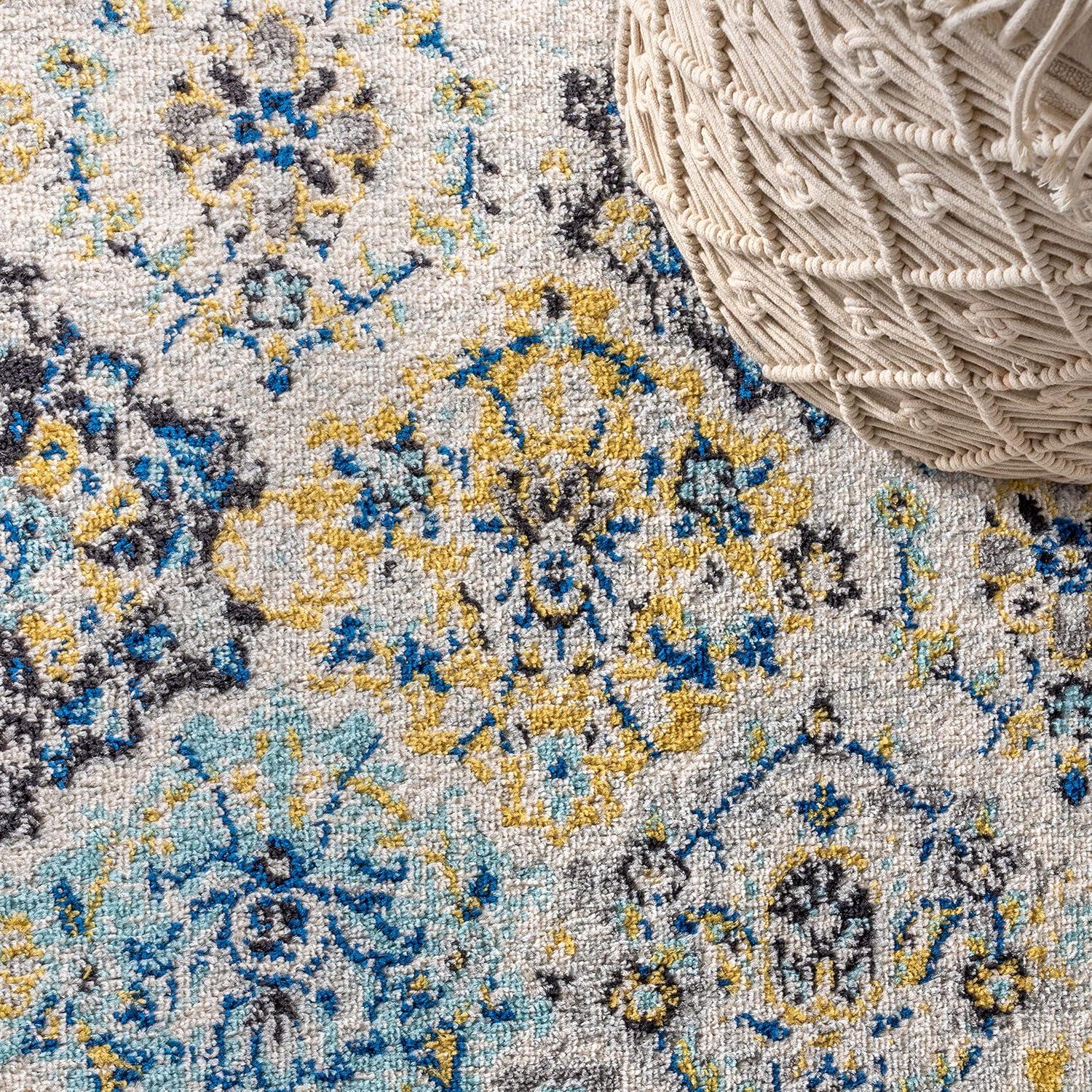 image:imageJONATHAN Y Modern Boho Vintage Trellis BlueMulti Indoor Area Rug 3x5 Bohemian Traditional EasyCleaning for Living Room Bedroom Kitchen Pet Friendly NonShedding MDP205A3BlueMulti