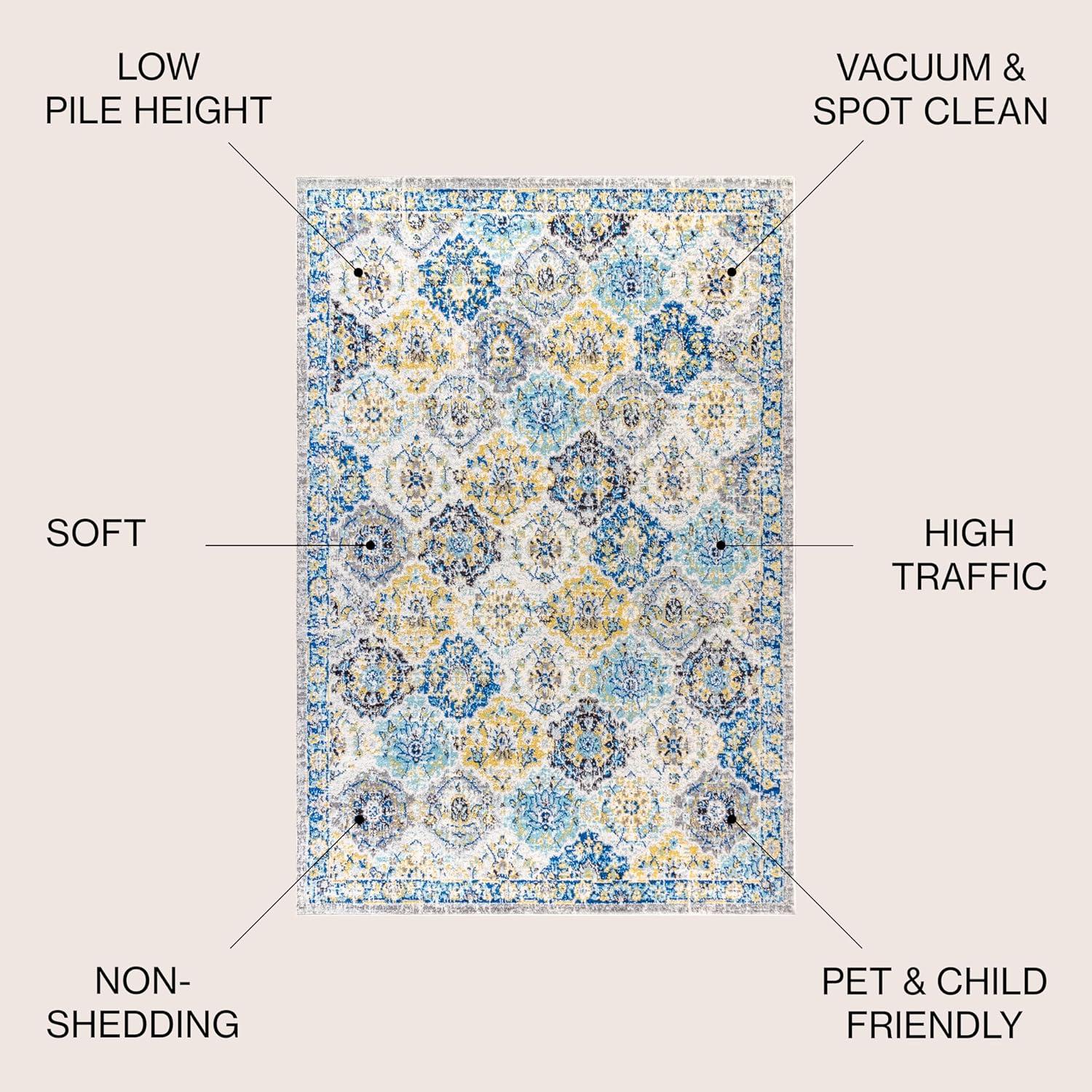 image:imageJONATHAN Y Modern Boho Vintage Trellis BlueMulti Indoor Area Rug 3x5 Bohemian Traditional EasyCleaning for Living Room Bedroom Kitchen Pet Friendly NonShedding MDP205A3BlueMulti