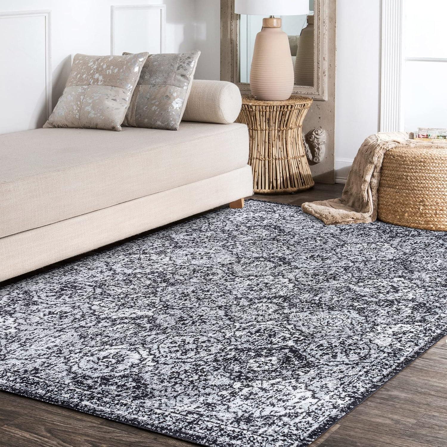 image:imageJONATHAN Y Modern Boho Vintage Trellis BlueMulti Indoor Area Rug 3x5 Bohemian Traditional EasyCleaning for Living Room Bedroom Kitchen Pet Friendly NonShedding MDP205A3BlackIvory