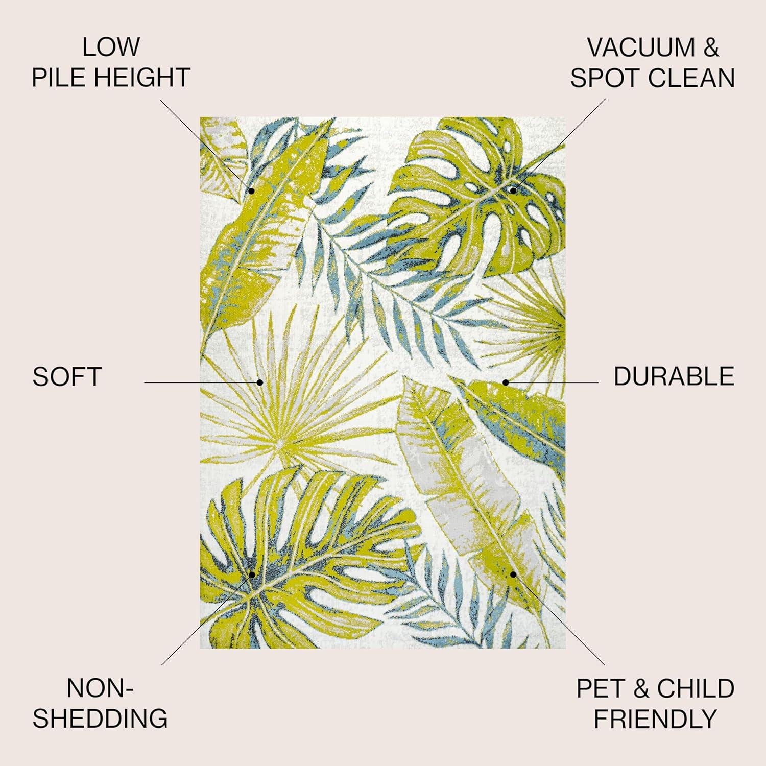 image:imageJONATHAN Y Monstera Tropical Leaves IvoryGreen Indoor Area Rug 3x5 Coastal Floral EasyCleaning for Living Room Bedroom Kitchen Pet Friendly NonShedding LUX100A3211 x 5 Rectangular