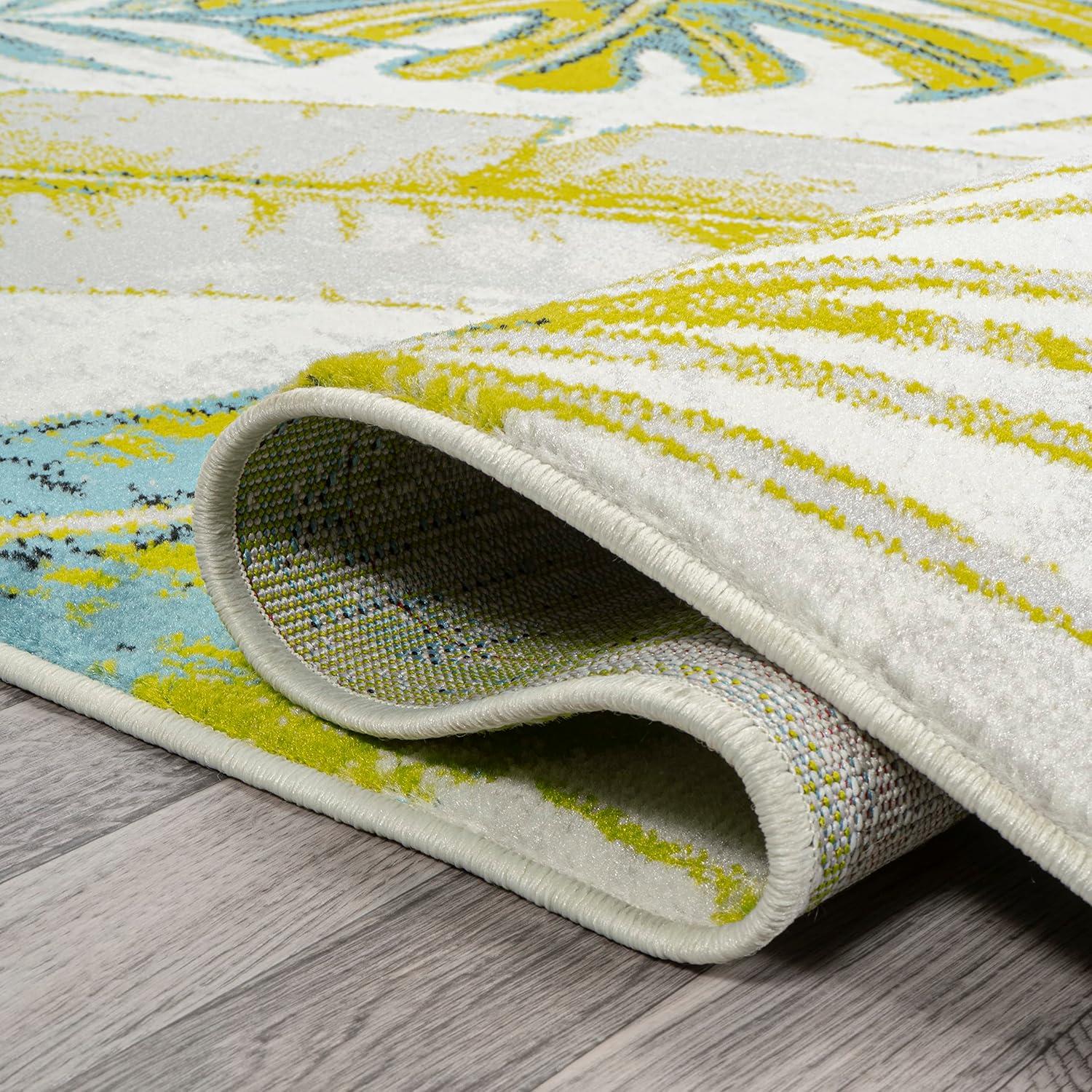 image:imageJONATHAN Y Monstera Tropical Leaves IvoryGreen Indoor Area Rug 3x5 Coastal Floral EasyCleaning for Living Room Bedroom Kitchen Pet Friendly NonShedding LUX100A32 x 8 Runner