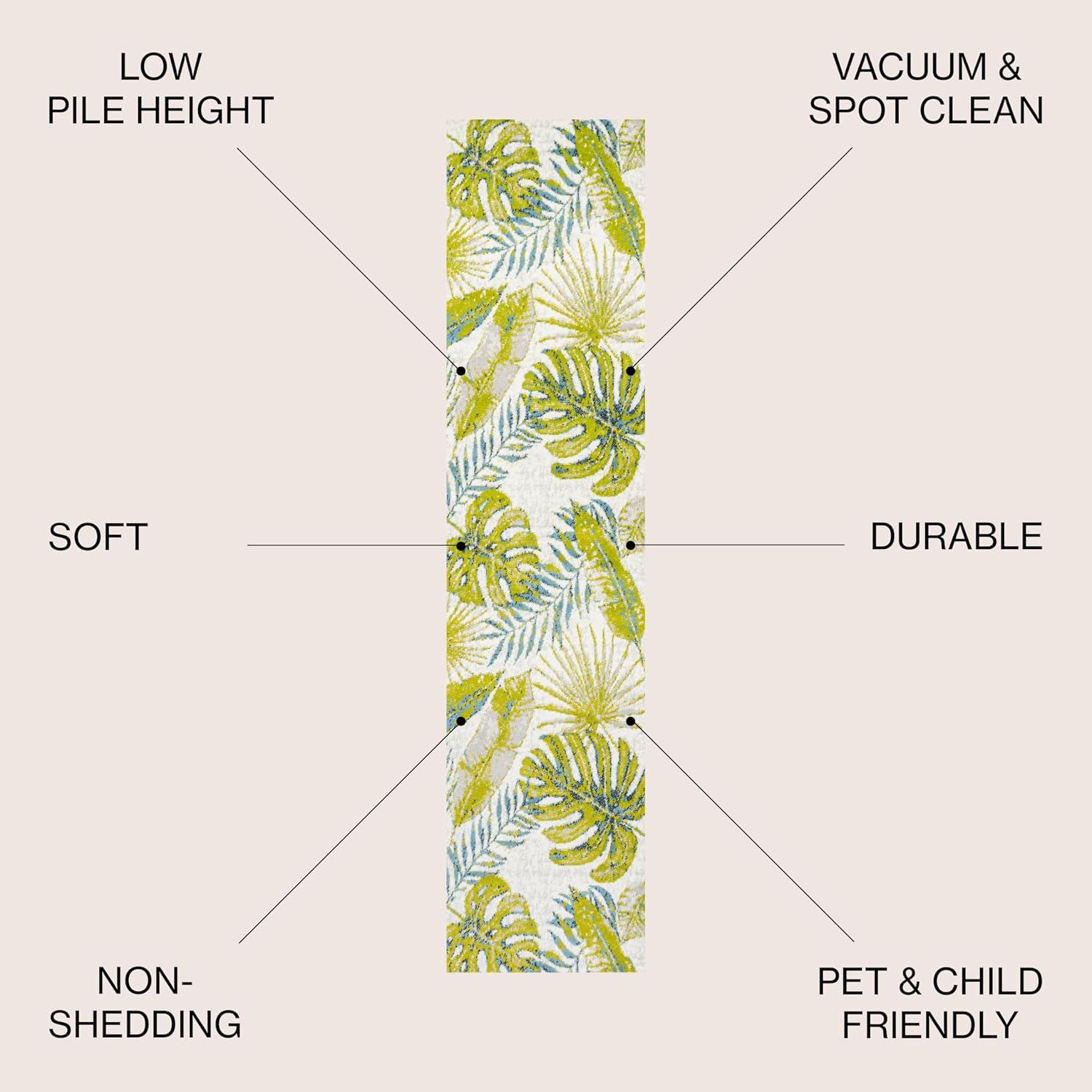 image:imageJONATHAN Y Monstera Tropical Leaves IvoryGreen Indoor Area Rug 3x5 Coastal Floral EasyCleaning for Living Room Bedroom Kitchen Pet Friendly NonShedding LUX100A32 x 8 Runner