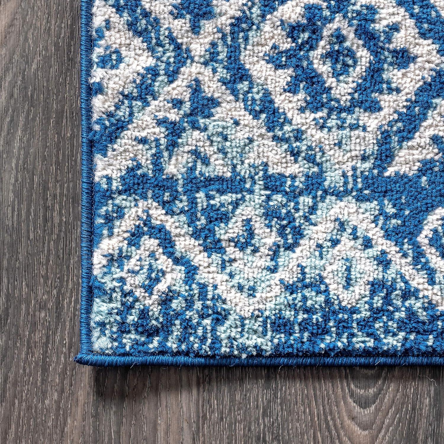 image:imageJONATHAN Y Moroccan Hype Boho Vintage Tribal BlueWhite Indoor Area Rug 3x5 Bohemian Vintage EasyCleaning for Living Room Bedroom Kitchen Pet Friendly NonShedding MOH102A379 x 10 Rectangular