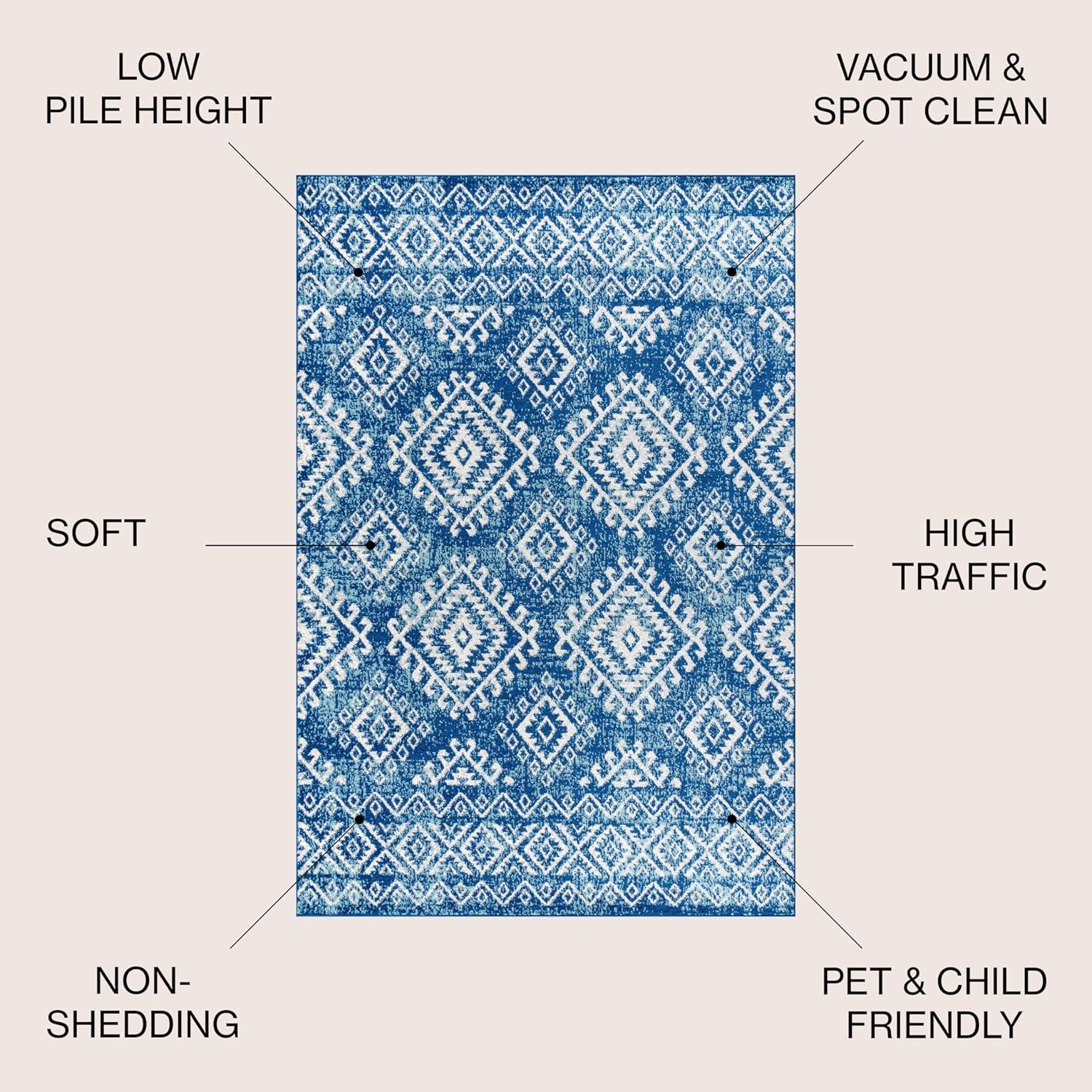 image:imageJONATHAN Y Moroccan Hype Boho Vintage Tribal BlueWhite Indoor Area Rug 3x5 Bohemian Vintage EasyCleaning for Living Room Bedroom Kitchen Pet Friendly NonShedding MOH102A33 x 5 Rectangular