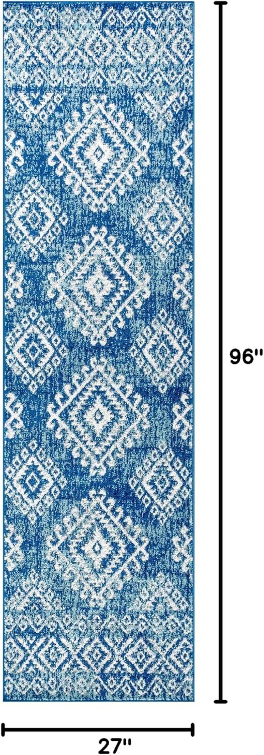 image:imageJONATHAN Y Moroccan Hype Boho Vintage Tribal BlueWhite Indoor Area Rug 3x5 Bohemian Vintage EasyCleaning for Living Room Bedroom Kitchen Pet Friendly NonShedding MOH102A323 x 8 Runner