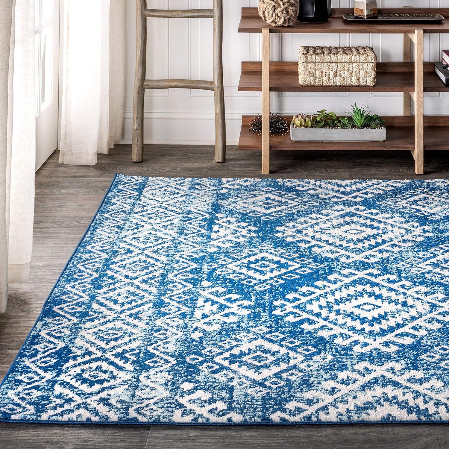image:imageJONATHAN Y Moroccan Hype Boho Vintage Tribal BlueWhite Indoor Area Rug 3x5 Bohemian Vintage EasyCleaning for Living Room Bedroom Kitchen Pet Friendly NonShedding MOH102A379 x 10 Rectangular