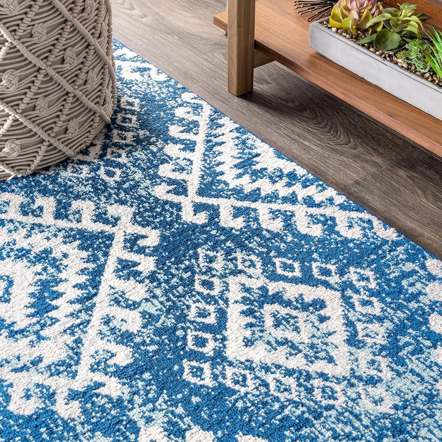 image:imageJONATHAN Y Moroccan Hype Boho Vintage Tribal BlueWhite Indoor Area Rug 3x5 Bohemian Vintage EasyCleaning for Living Room Bedroom Kitchen Pet Friendly NonShedding MOH102A33 x 5 Rectangular