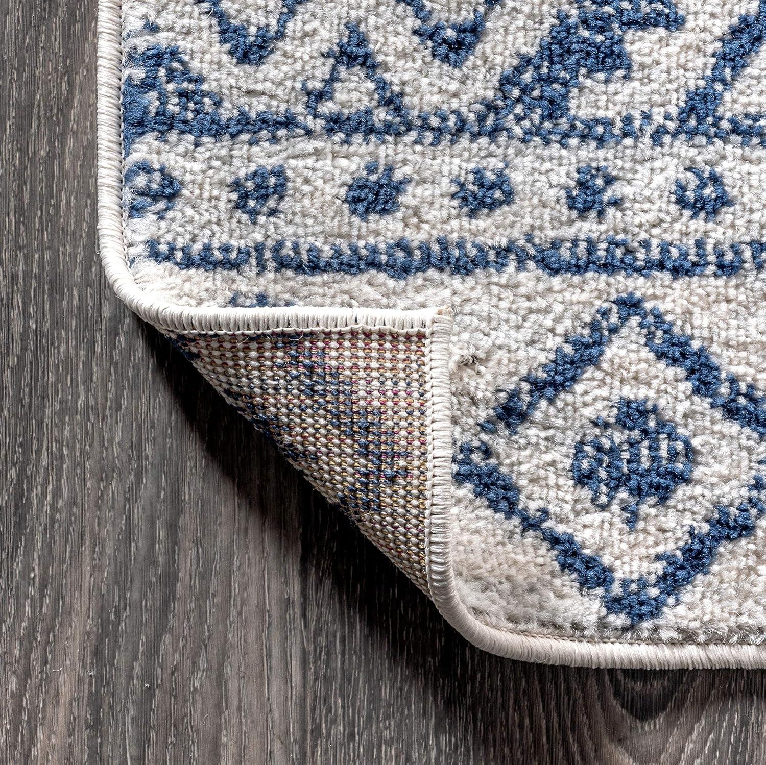 image:imageJONATHAN Y Moroccan Hype Boho Vintage Tribal CreamBlue Indoor Area Rug 3x5 Bohemian Vintage EasyCleaning for Living Room Bedroom Kitchen Pet Friendly NonShedding MOH103A34 x 6 Rectangular