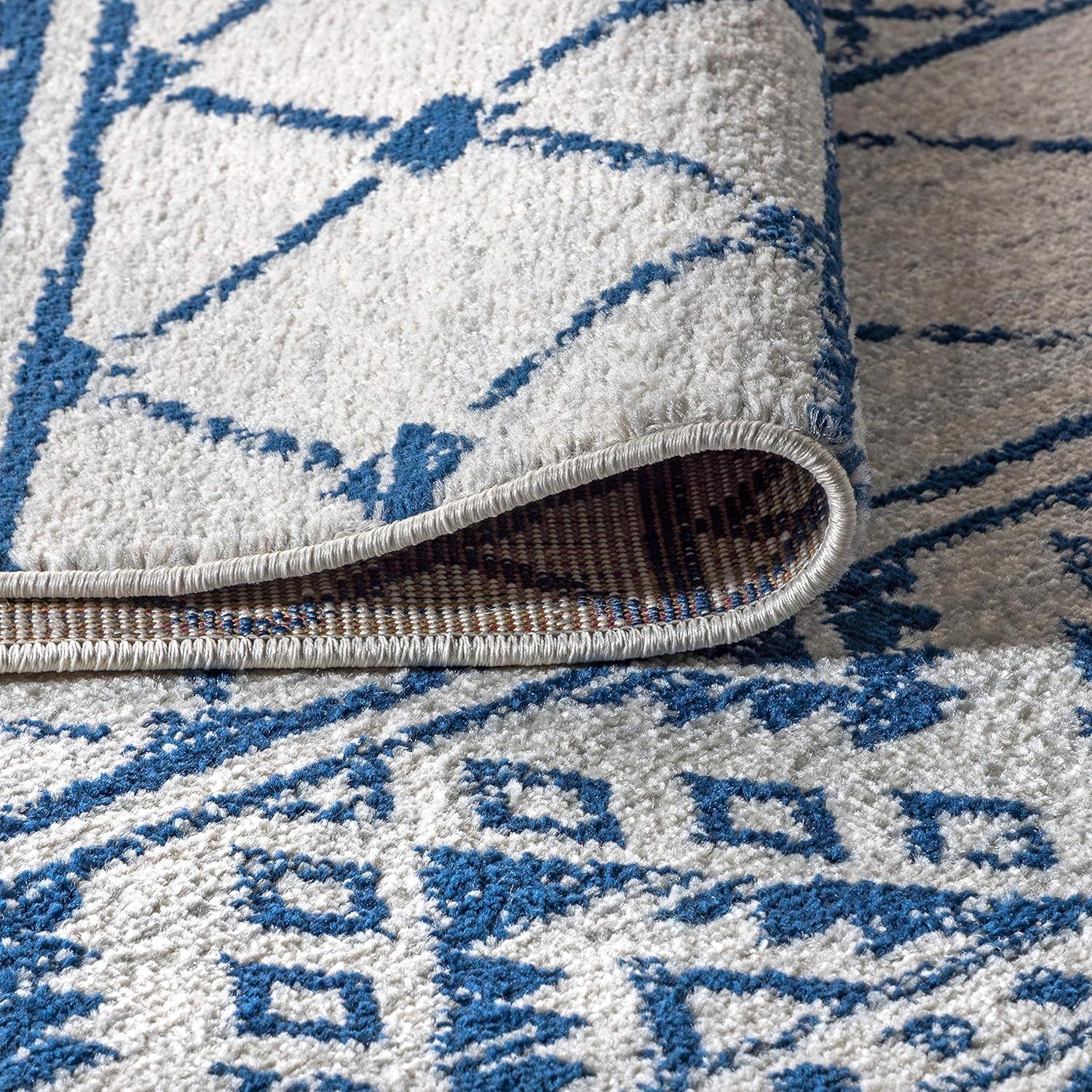 image:imageJONATHAN Y Moroccan Hype Boho Vintage Tribal CreamBlue Indoor Area Rug 3x5 Bohemian Vintage EasyCleaning for Living Room Bedroom Kitchen Pet Friendly NonShedding MOH103A353 x 77 Rectangular