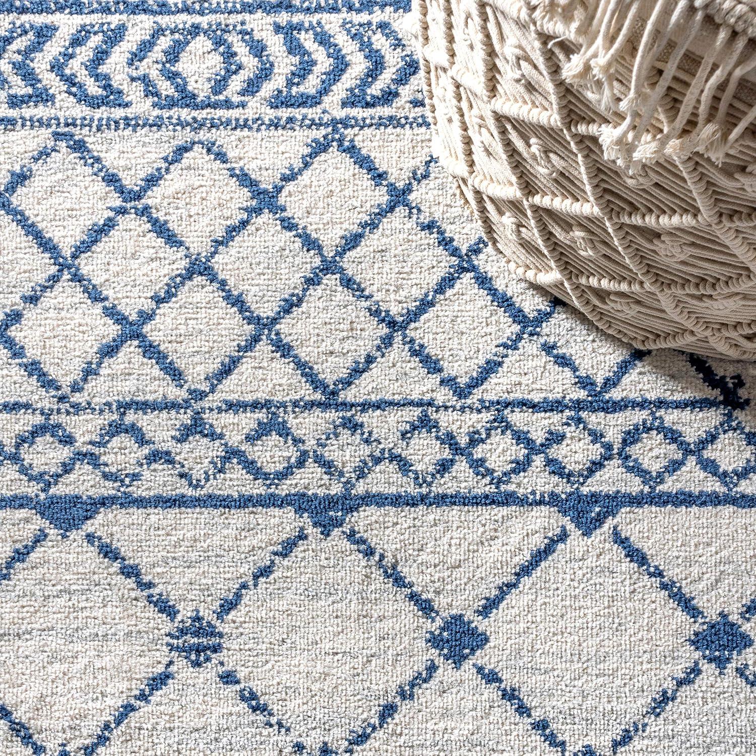 image:imageJONATHAN Y Moroccan Hype Boho Vintage Tribal CreamBlue Indoor Area Rug 3x5 Bohemian Vintage EasyCleaning for Living Room Bedroom Kitchen Pet Friendly NonShedding MOH103A353 x 77 Rectangular
