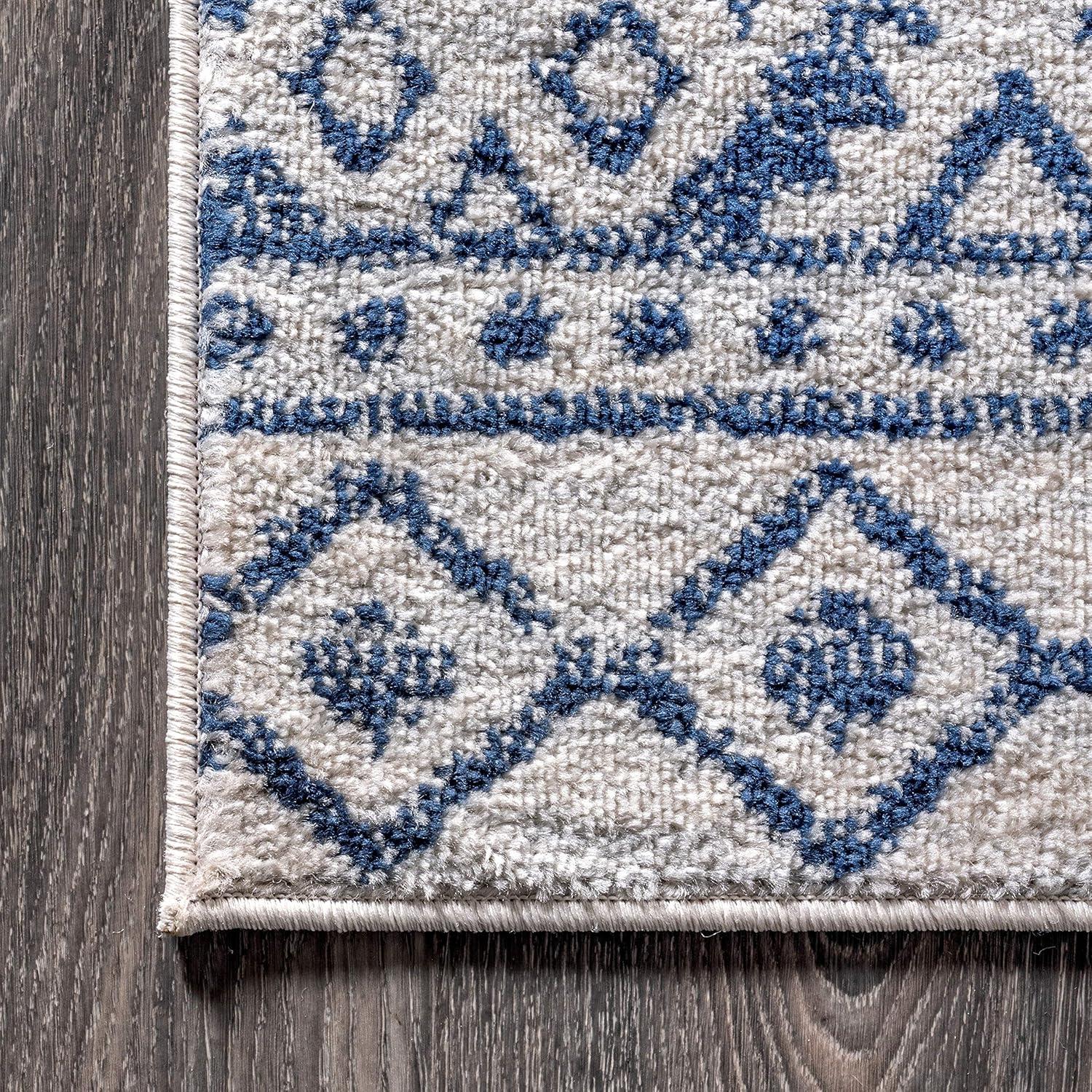 image:imageJONATHAN Y Moroccan Hype Boho Vintage Tribal CreamBlue Indoor Area Rug 3x5 Bohemian Vintage EasyCleaning for Living Room Bedroom Kitchen Pet Friendly NonShedding MOH103A323 x 8 Runner