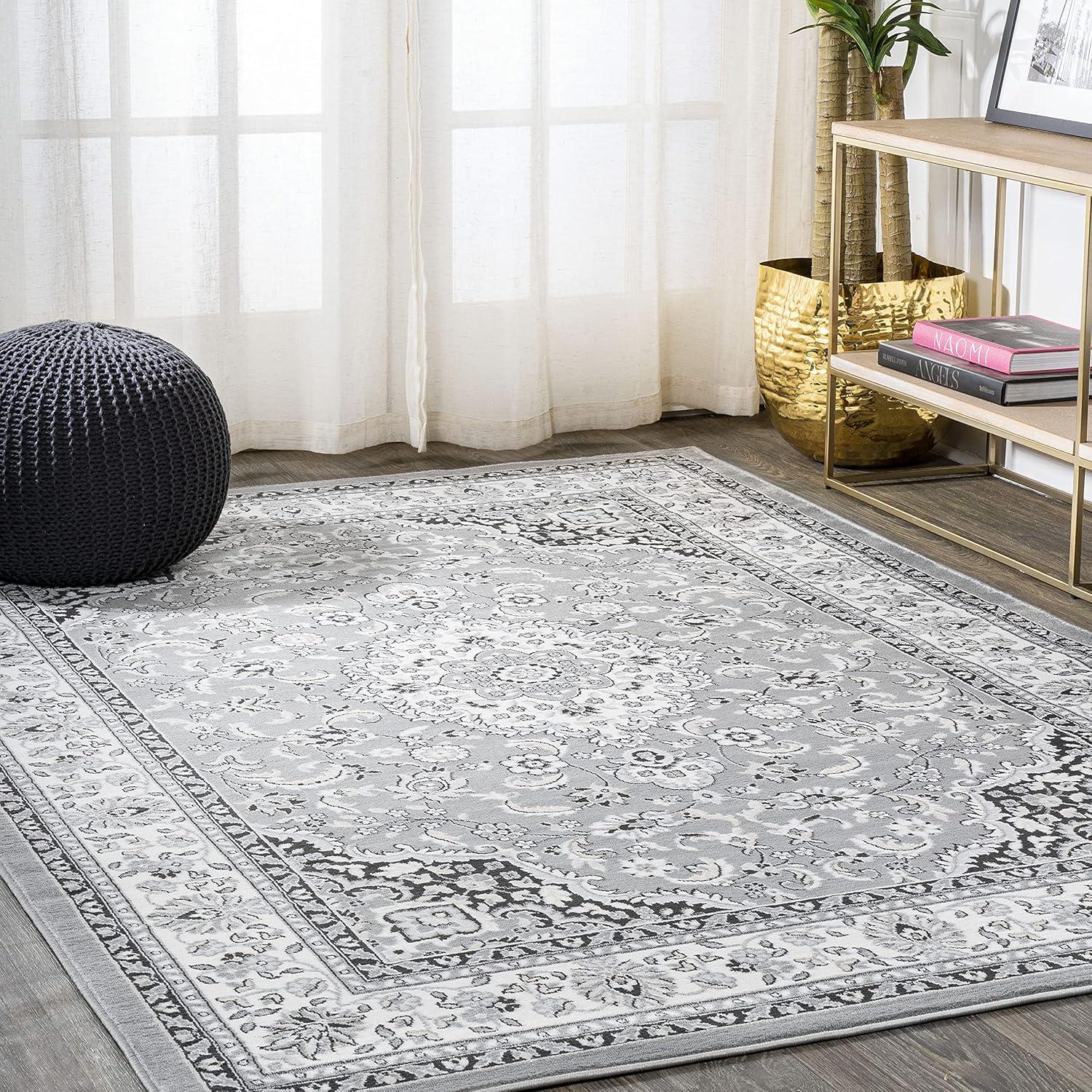 image:imageJONATHAN Y Palmette Modern Floral GrayCream Indoor Area Rug 3x5 Vintage Bohemian EasyCleaning for Living Room Bedroom Kitchen Pet Friendly NonShedding MDP503C3GrayCream