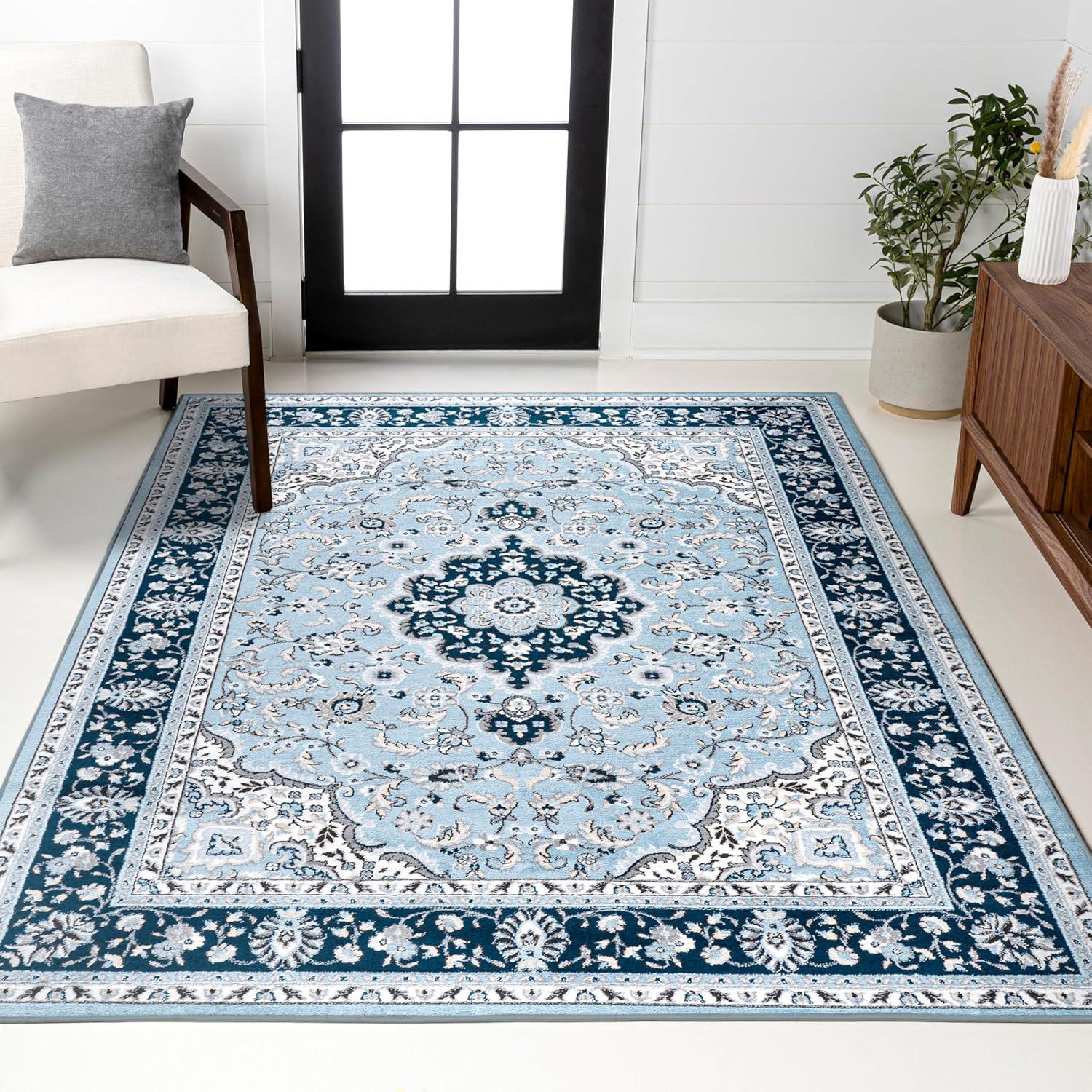 image:imageJONATHAN Y Palmette Modern Floral GrayCream Indoor Area Rug 3x5 Vintage Bohemian EasyCleaning for Living Room Bedroom Kitchen Pet Friendly NonShedding MDP503C3BlueNavy