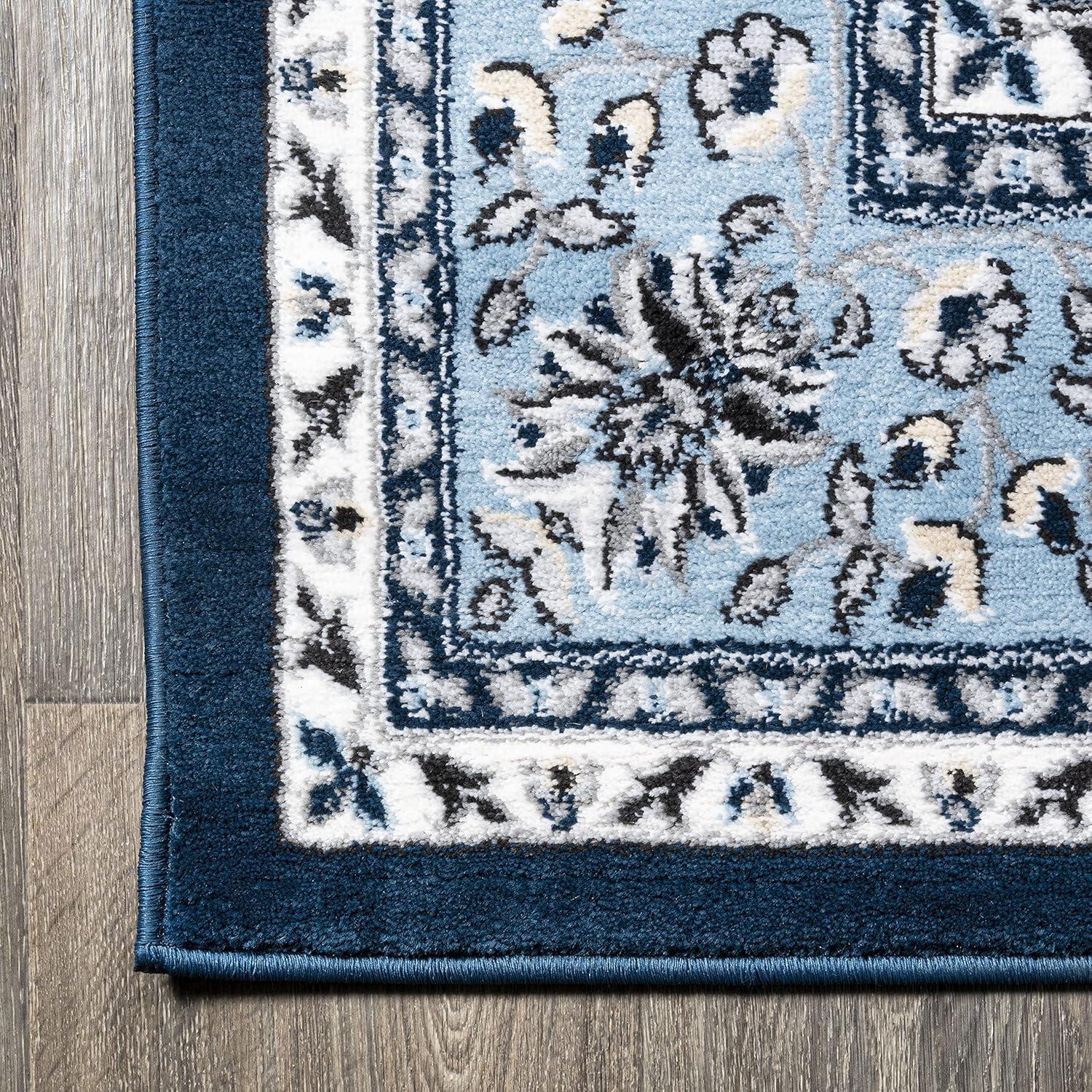image:imageJONATHAN Y Palmette Modern Floral GrayCream Indoor Area Rug 3x5 Vintage Bohemian EasyCleaning for Living Room Bedroom Kitchen Pet Friendly NonShedding MDP503C3NavyBlue