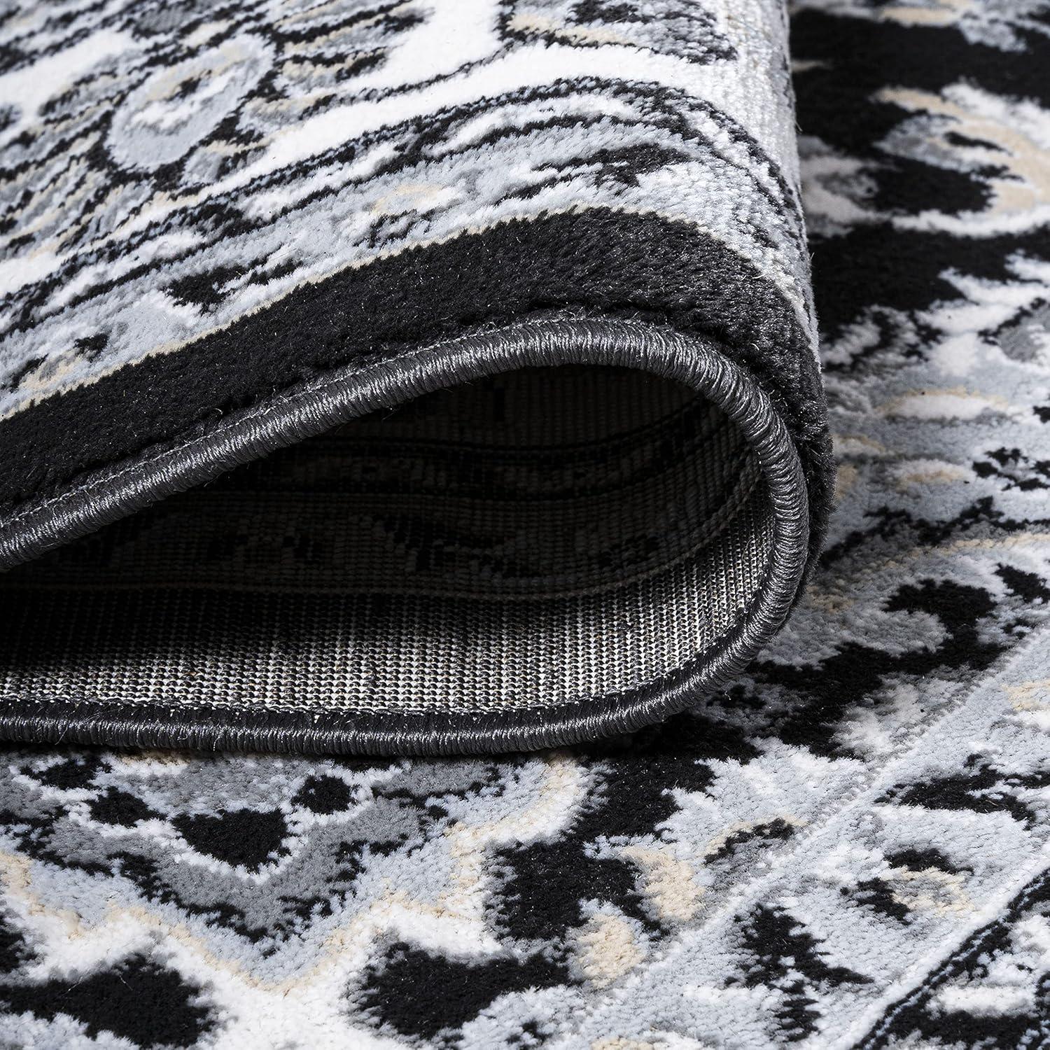 image:imageJONATHAN Y Palmette Modern Floral GrayCream Indoor Area Rug 3x5 Vintage Bohemian EasyCleaning for Living Room Bedroom Kitchen Pet Friendly NonShedding MDP503C3CreamGrayBlack