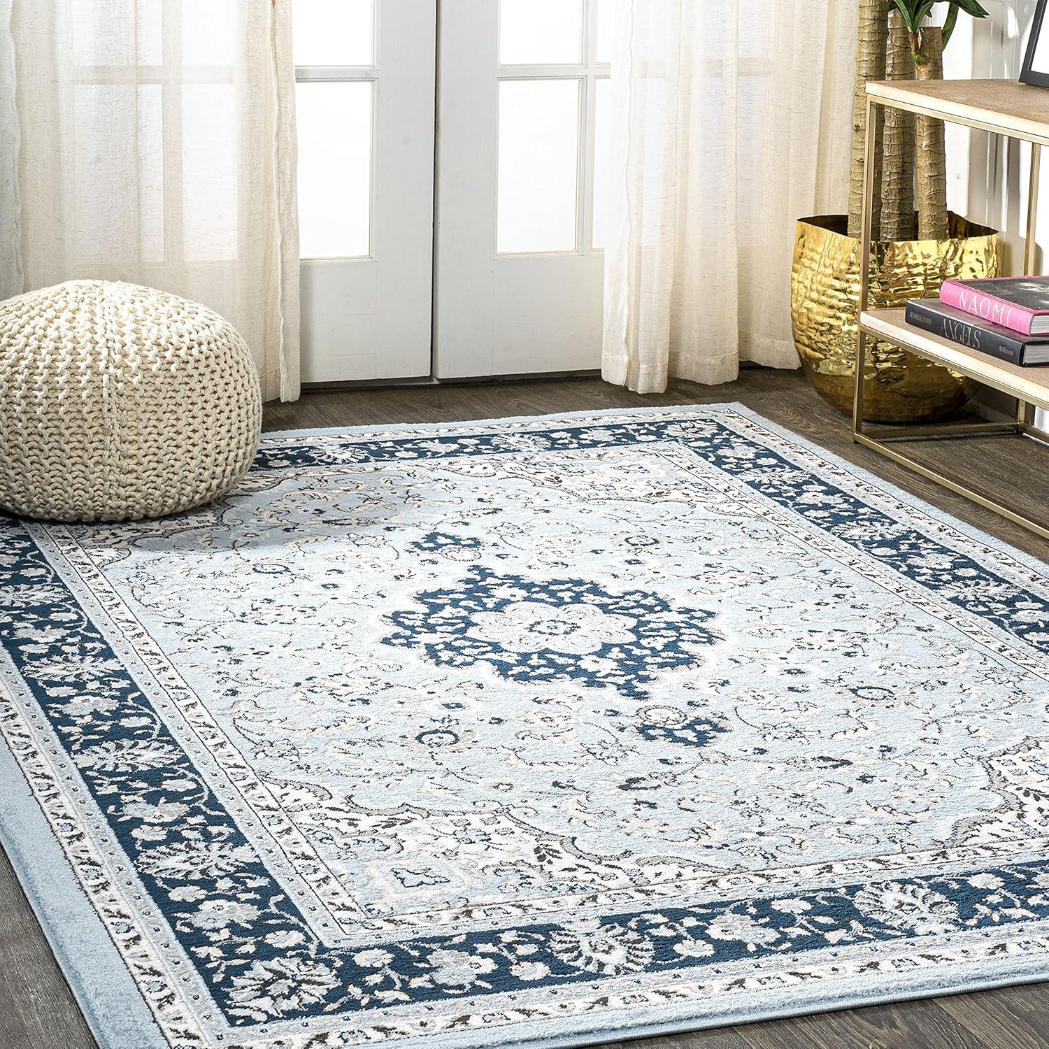 image:imageJONATHAN Y Palmette Modern Floral GrayCream Indoor Area Rug 3x5 Vintage Bohemian EasyCleaning for Living Room Bedroom Kitchen Pet Friendly NonShedding MDP503C3BlueNavy