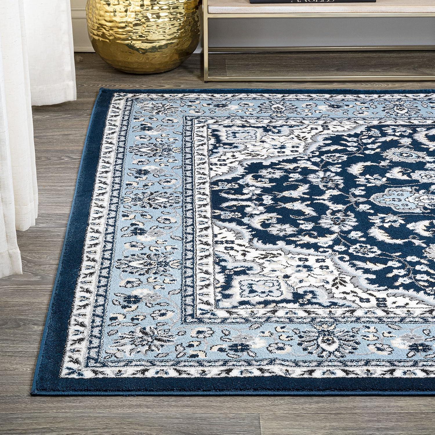 image:imageJONATHAN Y Palmette Modern Floral GrayCream Indoor Area Rug 3x5 Vintage Bohemian EasyCleaning for Living Room Bedroom Kitchen Pet Friendly NonShedding MDP503C3NavyBlue