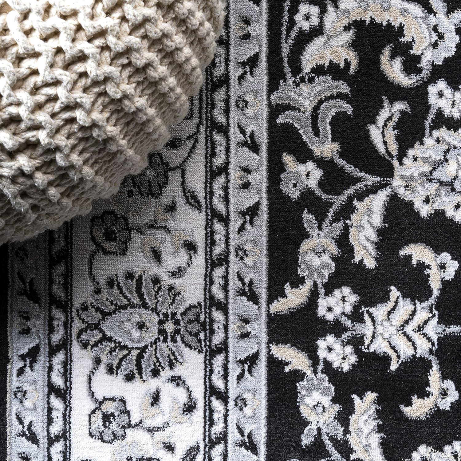 image:imageJONATHAN Y Palmette Modern Floral GrayCream Indoor Area Rug 3x5 Vintage Bohemian EasyCleaning for Living Room Bedroom Kitchen Pet Friendly NonShedding MDP503C3CreamGrayBlack