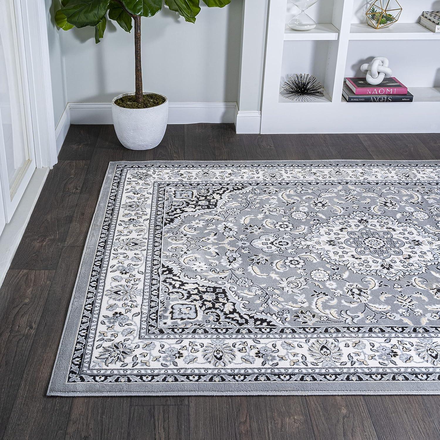 image:imageJONATHAN Y Palmette Modern Floral GrayCream Indoor Area Rug 3x5 Vintage Bohemian EasyCleaning for Living Room Bedroom Kitchen Pet Friendly NonShedding MDP503C3GrayIvory