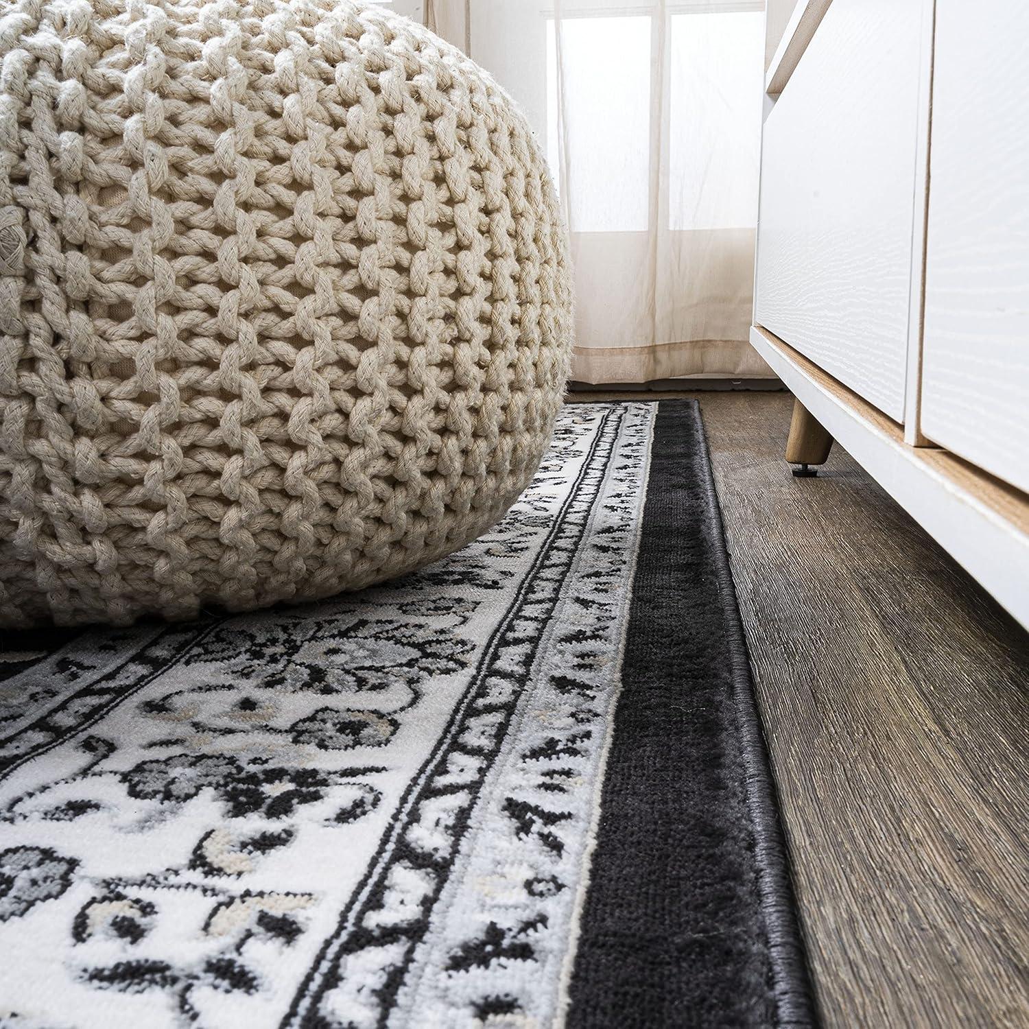 image:imageJONATHAN Y Palmette Modern Floral GrayCream Indoor Area Rug 3x5 Vintage Bohemian EasyCleaning for Living Room Bedroom Kitchen Pet Friendly NonShedding MDP503C3CreamGrayBlack