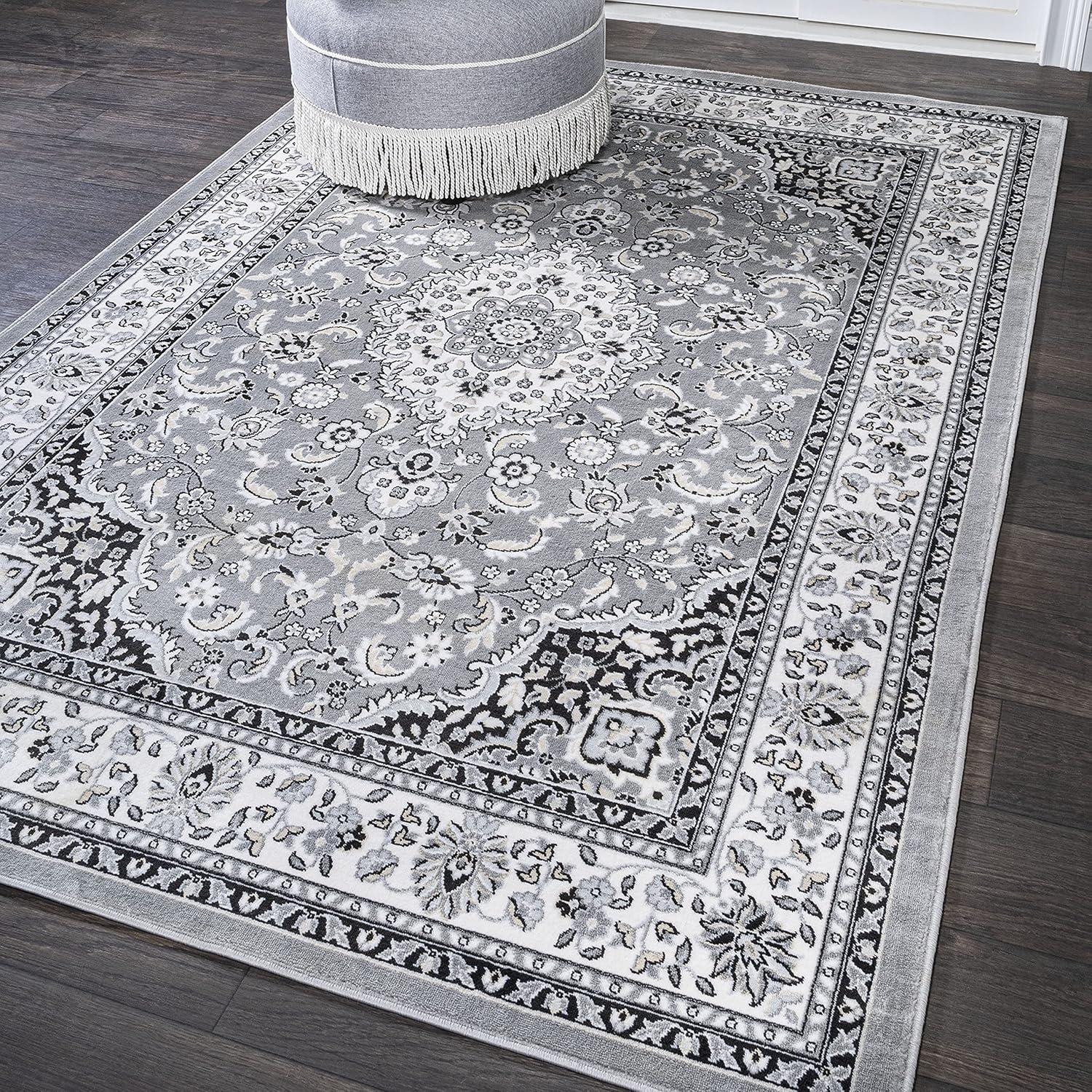 image:imageJONATHAN Y Palmette Modern Floral GrayCream Indoor Area Rug 3x5 Vintage Bohemian EasyCleaning for Living Room Bedroom Kitchen Pet Friendly NonShedding MDP503C3GrayIvory