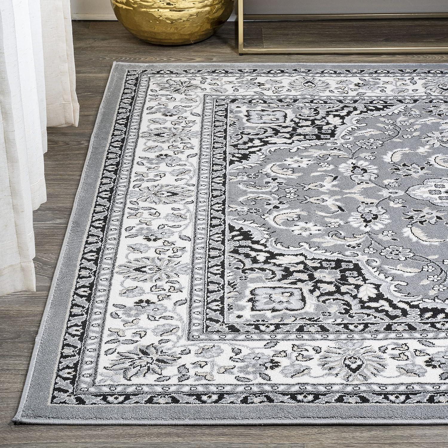 image:imageJONATHAN Y Palmette Modern Floral GrayCream Indoor Area Rug 3x5 Vintage Bohemian EasyCleaning for Living Room Bedroom Kitchen Pet Friendly NonShedding MDP503C3GrayCream