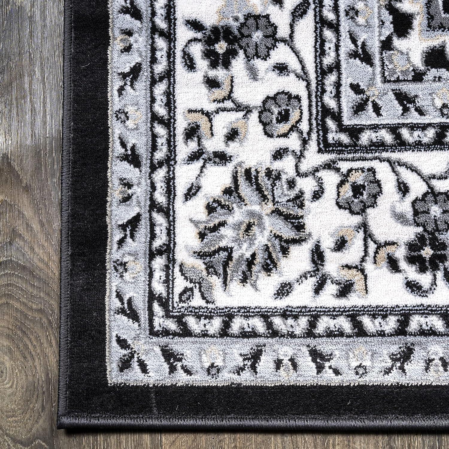 image:imageJONATHAN Y Palmette Modern Floral GrayCream Indoor Area Rug 3x5 Vintage Bohemian EasyCleaning for Living Room Bedroom Kitchen Pet Friendly NonShedding MDP503C3CreamGrayBlack