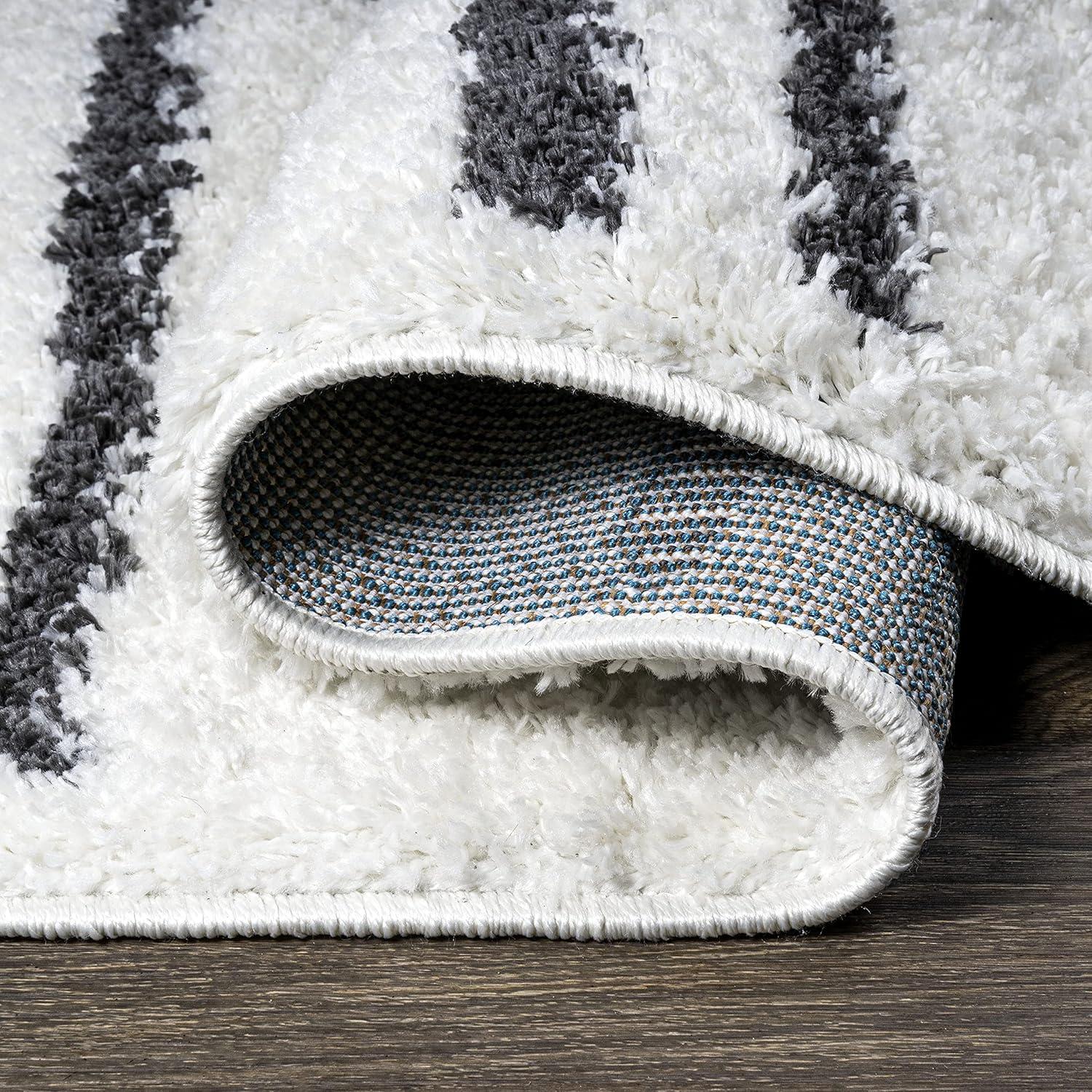 image:imageJONATHAN Y Petra Stripe Geometric Shag WhiteGray Indoor Area Rug 3x5 Bohemian Contemporary EasyCleaning for Living Room Bedroom Kitchen Pet Friendly NonShedding MOH406A32 x 8 Runner