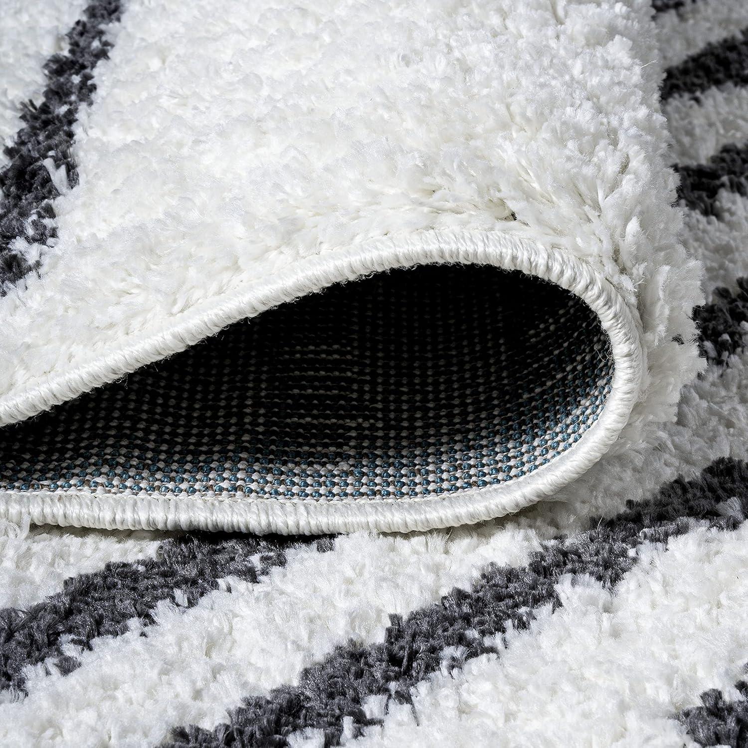 image:imageJONATHAN Y Petra Stripe Geometric Shag WhiteGray Indoor Area Rug 3x5 Bohemian Contemporary EasyCleaning for Living Room Bedroom Kitchen Pet Friendly NonShedding MOH406A32 x 10 Runner