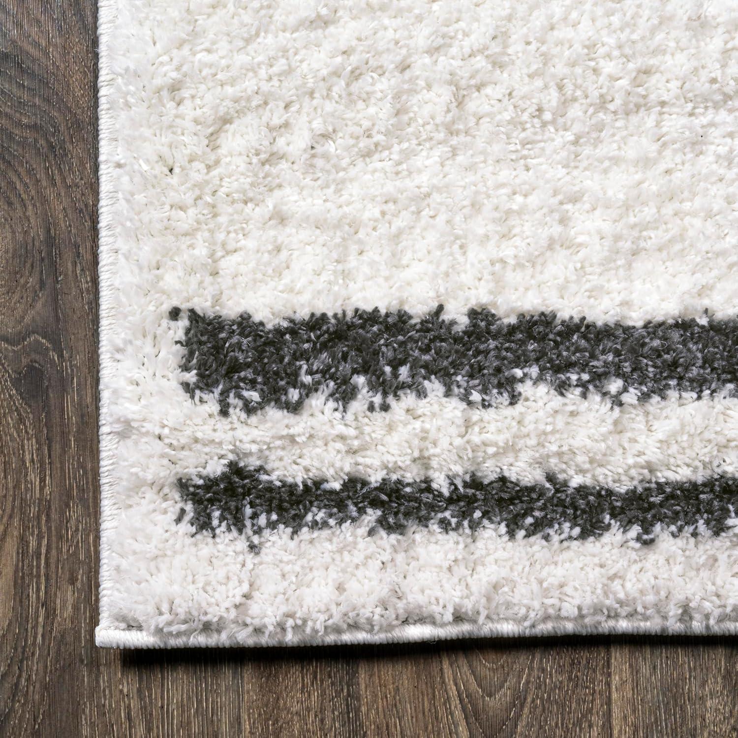 image:imageJONATHAN Y Petra Stripe Geometric Shag WhiteGray Indoor Area Rug 3x5 Bohemian Contemporary EasyCleaning for Living Room Bedroom Kitchen Pet Friendly NonShedding MOH406A351 x 8 Rectangular