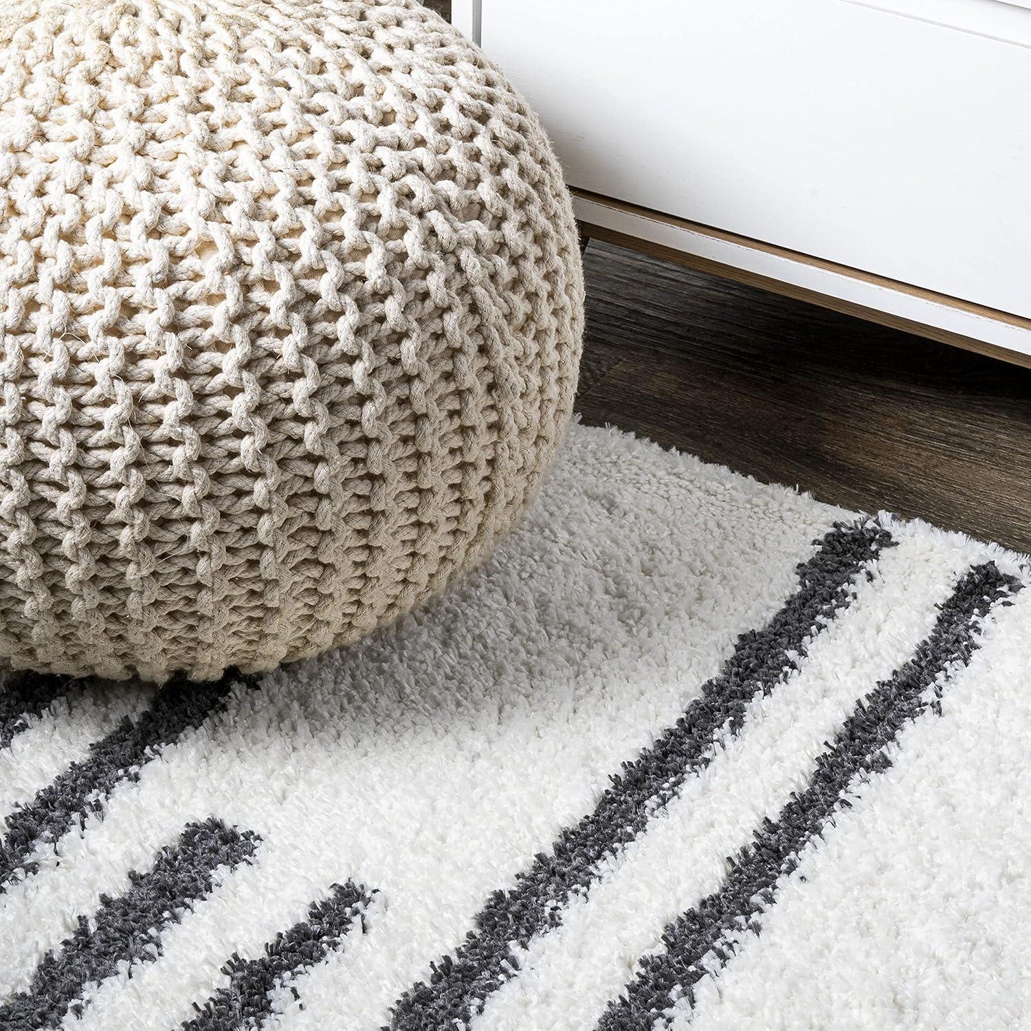 image:imageJONATHAN Y Petra Stripe Geometric Shag WhiteGray Indoor Area Rug 3x5 Bohemian Contemporary EasyCleaning for Living Room Bedroom Kitchen Pet Friendly NonShedding MOH406A32 x 8 Runner