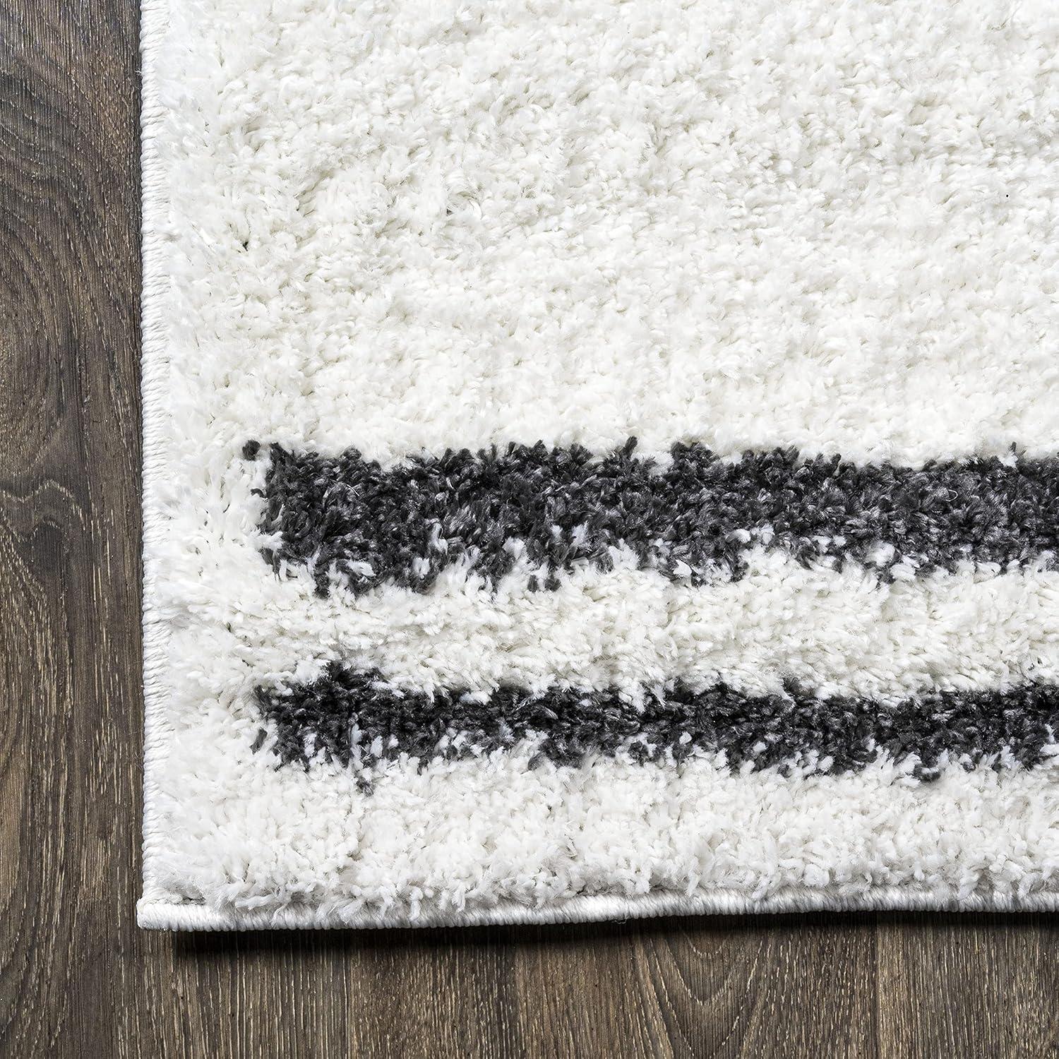 image:imageJONATHAN Y Petra Stripe Geometric Shag WhiteGray Indoor Area Rug 3x5 Bohemian Contemporary EasyCleaning for Living Room Bedroom Kitchen Pet Friendly NonShedding MOH406A32 x 8 Runner