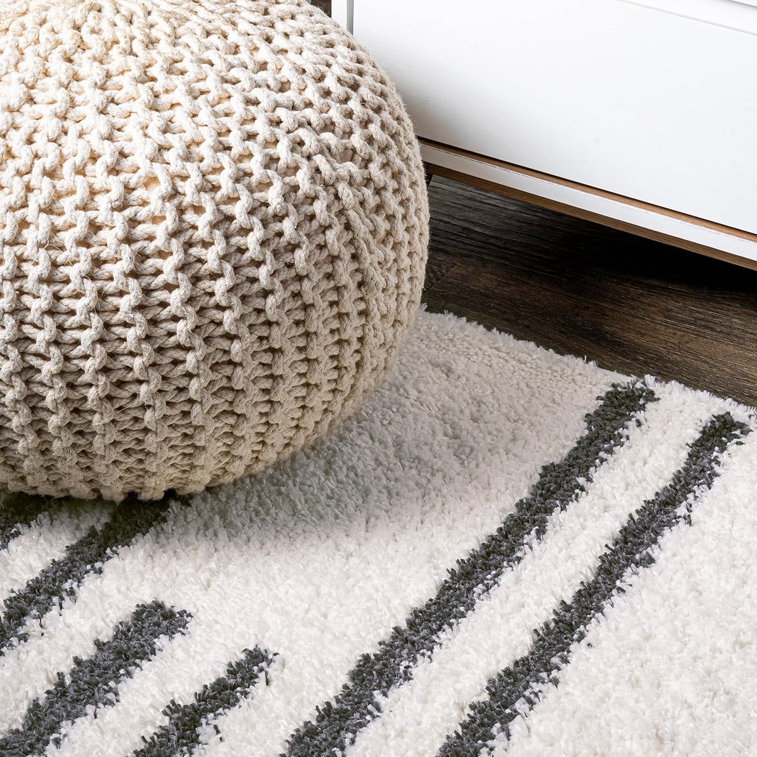 image:imageJONATHAN Y Petra Stripe Geometric Shag WhiteGray Indoor Area Rug 3x5 Bohemian Contemporary EasyCleaning for Living Room Bedroom Kitchen Pet Friendly NonShedding MOH406A351 x 8 Rectangular