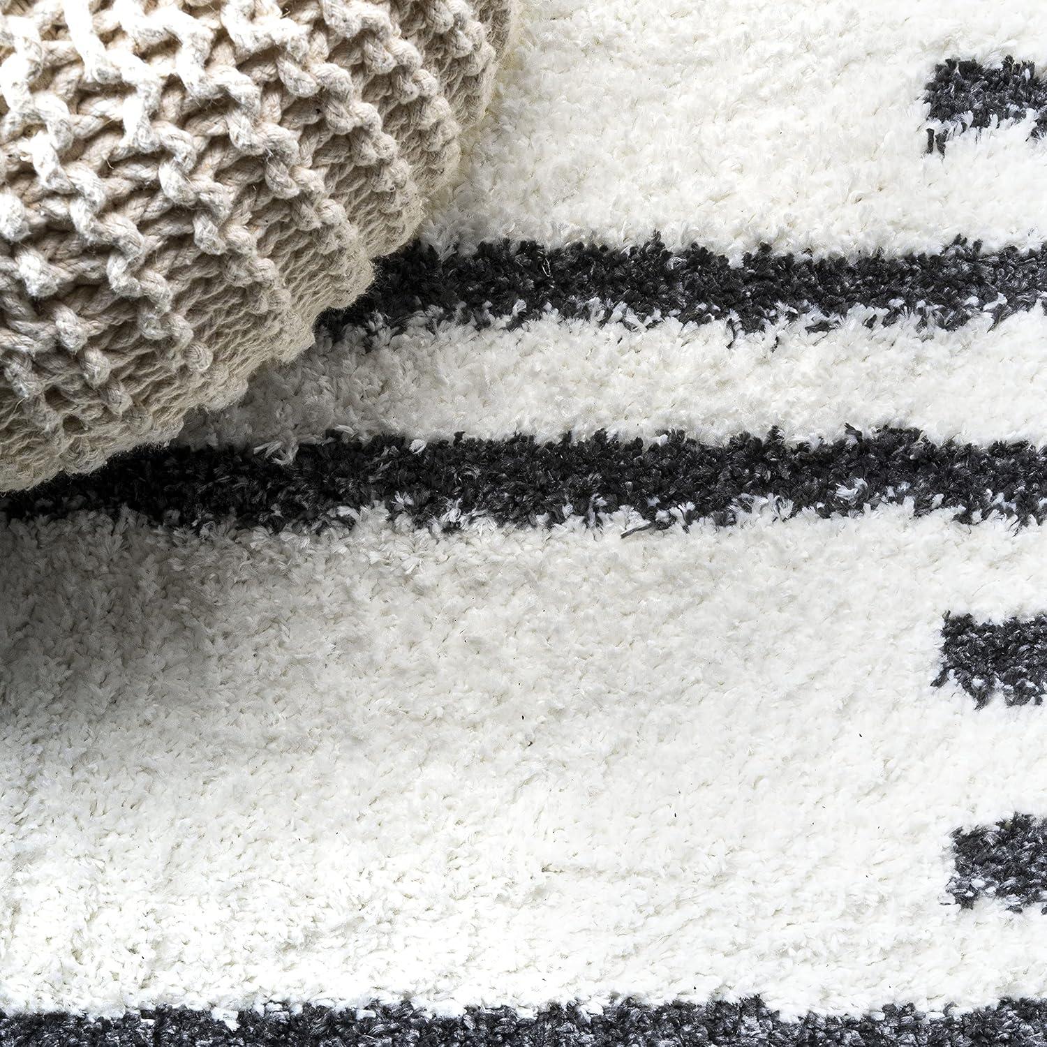 image:imageJONATHAN Y Petra Stripe Geometric Shag WhiteGray Indoor Area Rug 3x5 Bohemian Contemporary EasyCleaning for Living Room Bedroom Kitchen Pet Friendly NonShedding MOH406A351 x 8 Rectangular