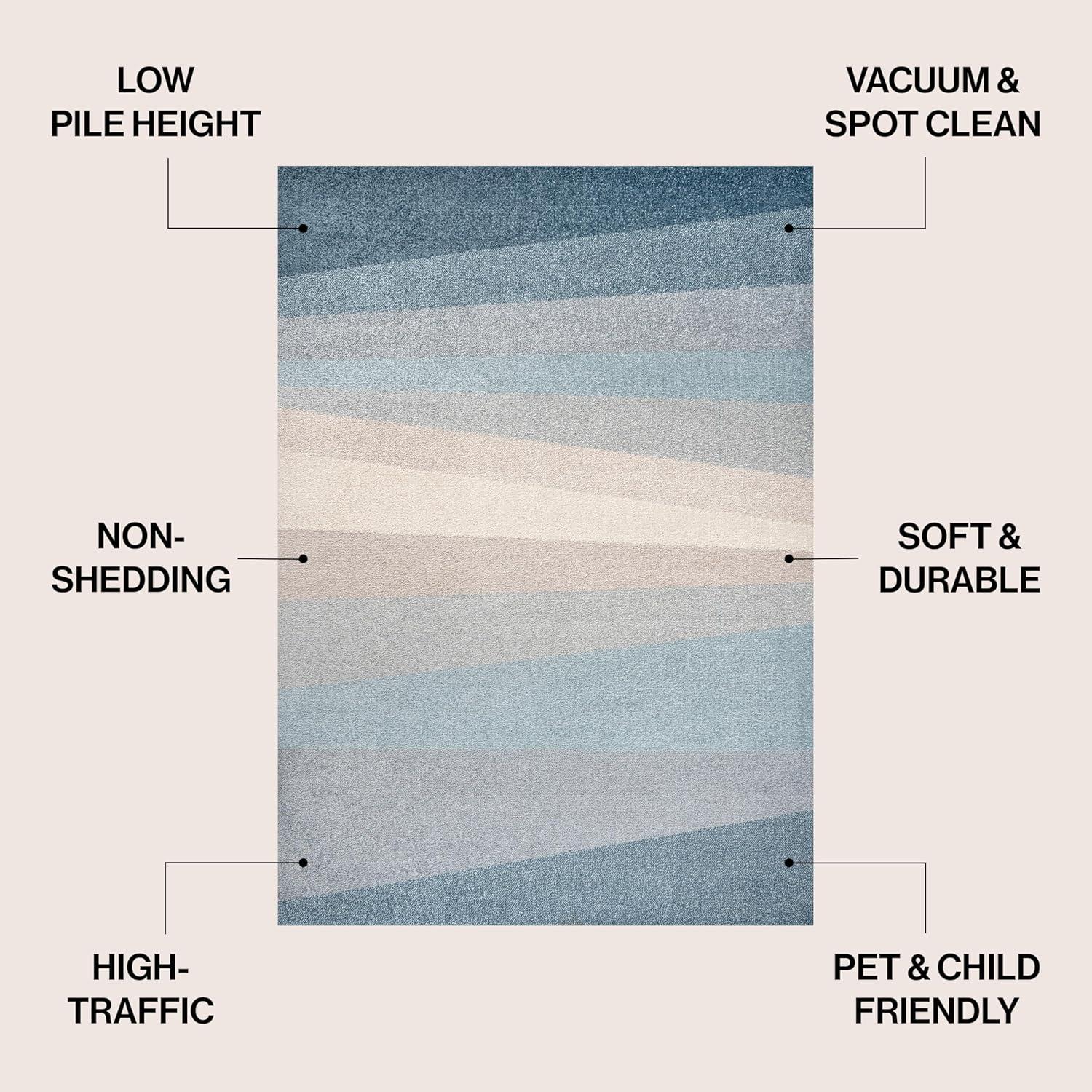 image:imageJONATHAN Y Prism Geometric Striped Indoor Area Rug 3x5 OrangeGreenBlue Modern Coastal EasyCleaning for Living Room Bedroom Kitchen Pet Friendly NonShedding DZC101A3BlueCreamGray