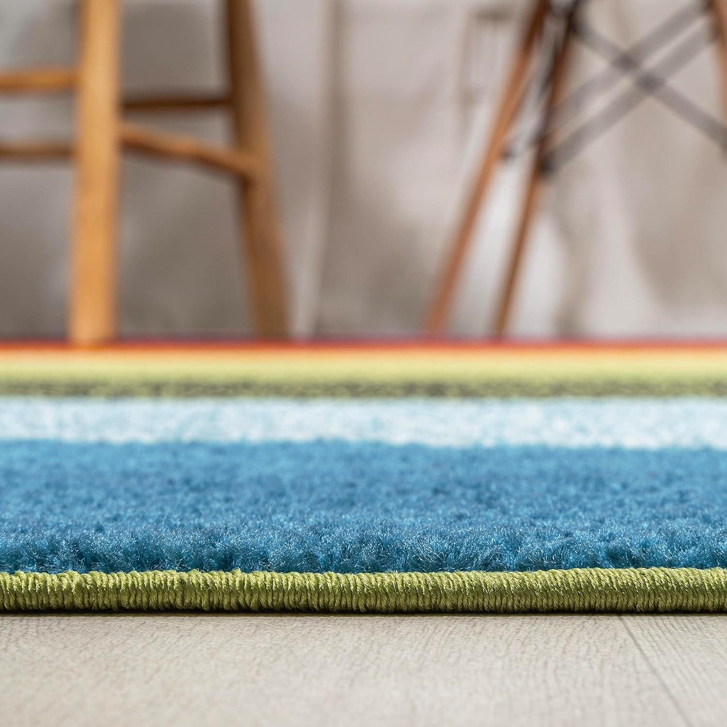 image:imageJONATHAN Y Prism Geometric Striped Indoor Area Rug 3x5 OrangeGreenBlue Modern Coastal EasyCleaning for Living Room Bedroom Kitchen Pet Friendly NonShedding DZC101A3OrangeGreenBlue
