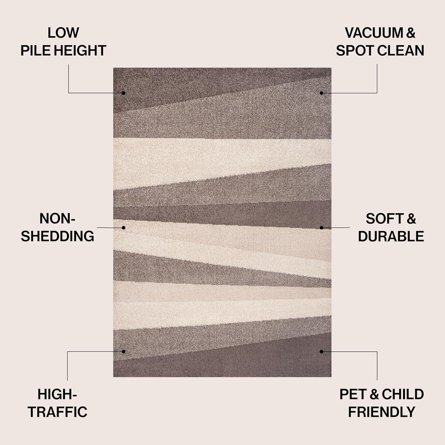 image:imageJONATHAN Y Prism Geometric Striped Indoor Area Rug 3x5 OrangeGreenBlue Modern Coastal EasyCleaning for Living Room Bedroom Kitchen Pet Friendly NonShedding DZC101A3BeigeBrown