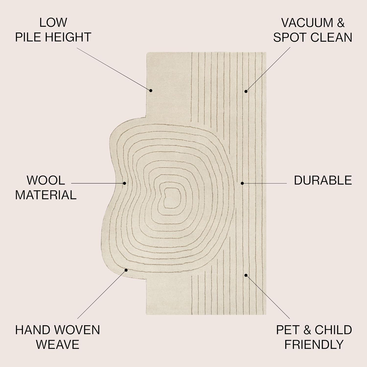 image:imageJONATHAN Y Retro Striped Handwoven Wool IvoryBeige Shaped Indoor Area Rug 5x8 Bohemian Abstract EasyCleaning for Living Room Bedroom Kitchen Pet Friendly NonShedding GST103A5IvoryBeige