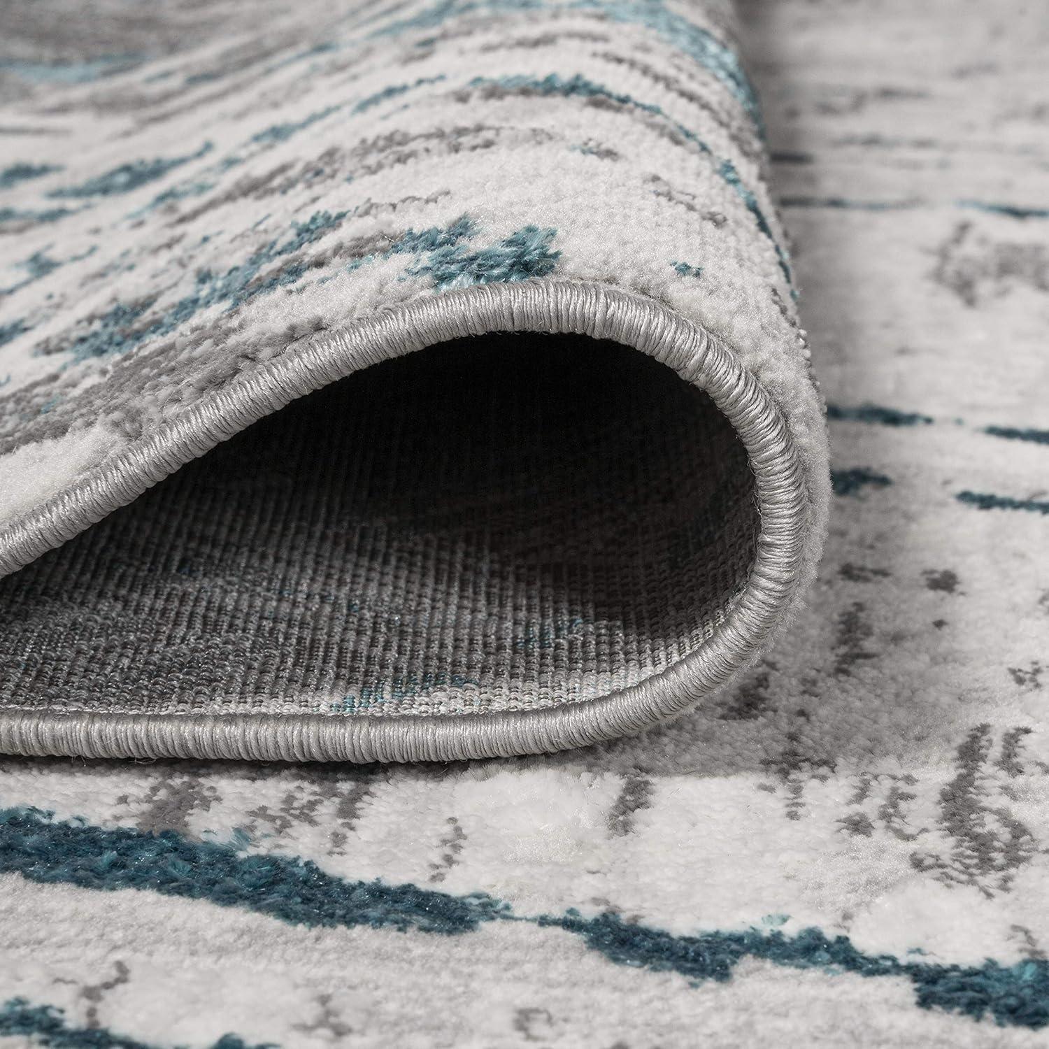 image:imageJONATHAN Y Slant Abstract GrayBlue Indoor Area Rug 3X5 ft Modern for Living Room Bedroom Kitchen Office EasyCleaning High Traffic PetFriendly NonShedding SOR201B3GrayTurquoise