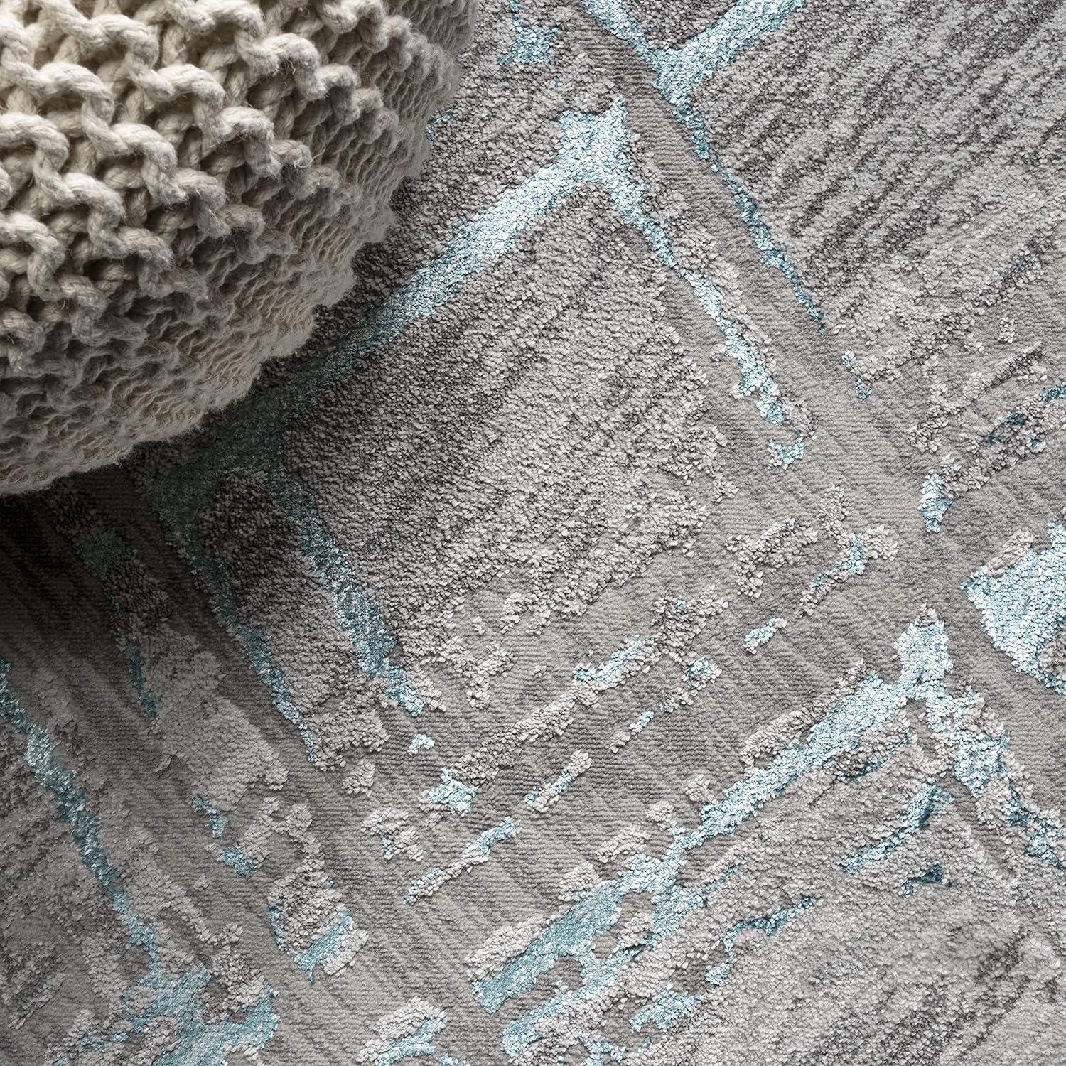 image:imageJONATHAN Y Slant Abstract GrayBlue Indoor Area Rug 3X5 ft Modern for Living Room Bedroom Kitchen Office EasyCleaning High Traffic PetFriendly NonShedding SOR201B3GrayTurquoise