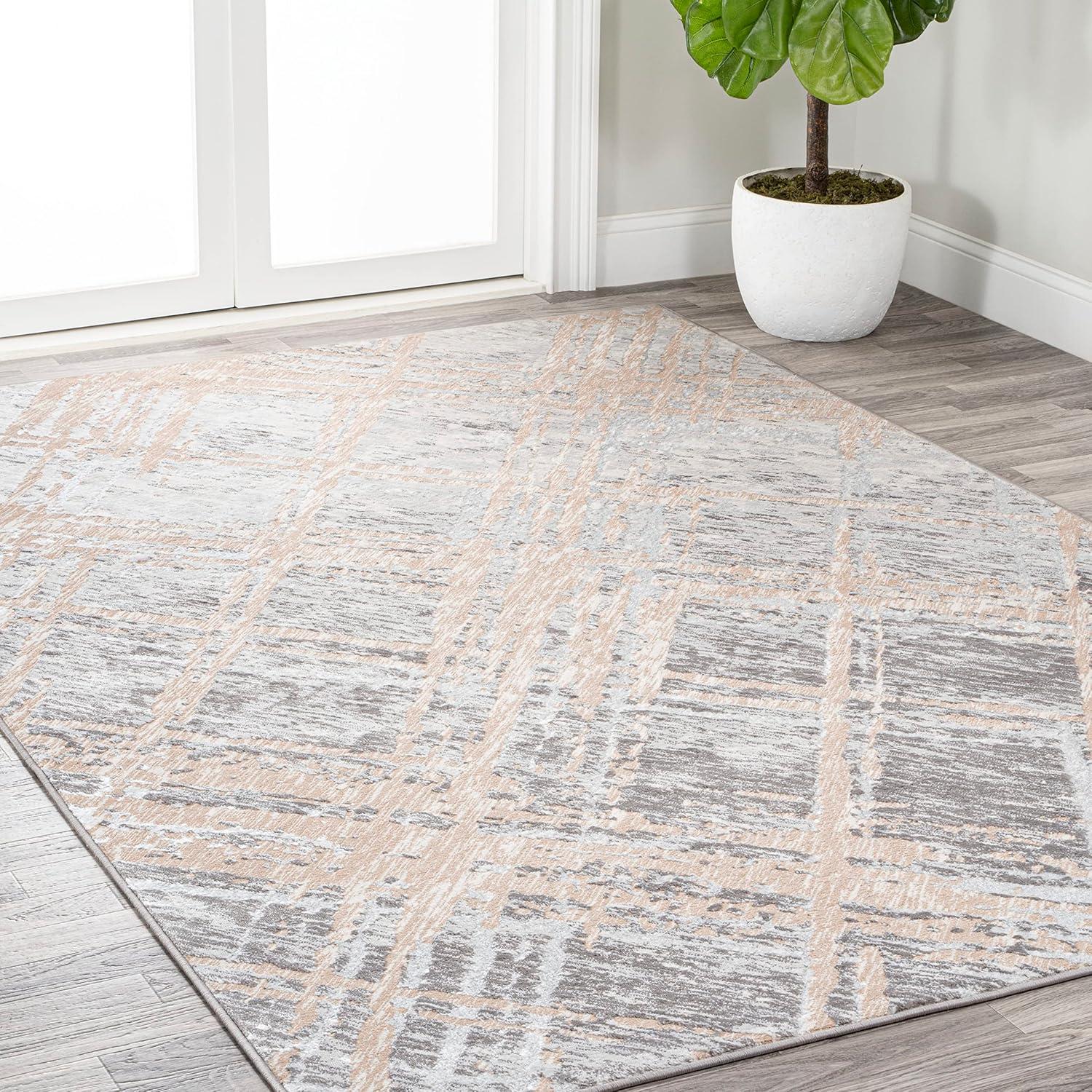 image:imageJONATHAN Y Slant Abstract GrayBlue Indoor Area Rug 3X5 ft Modern for Living Room Bedroom Kitchen Office EasyCleaning High Traffic PetFriendly NonShedding SOR201B3BeigeGray